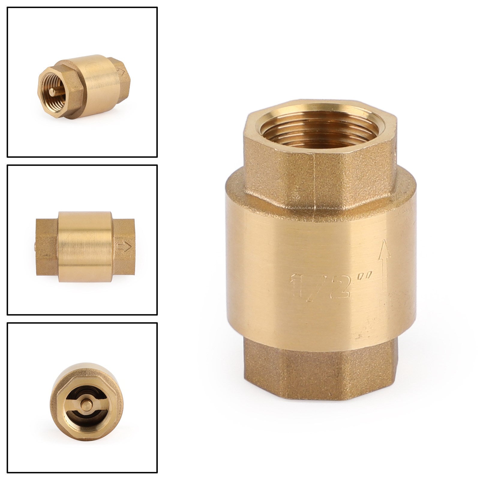 Clapet anti-retour en ligne DN15/DN20 NPT, en laiton, à ressort, en ligne, 200PSI