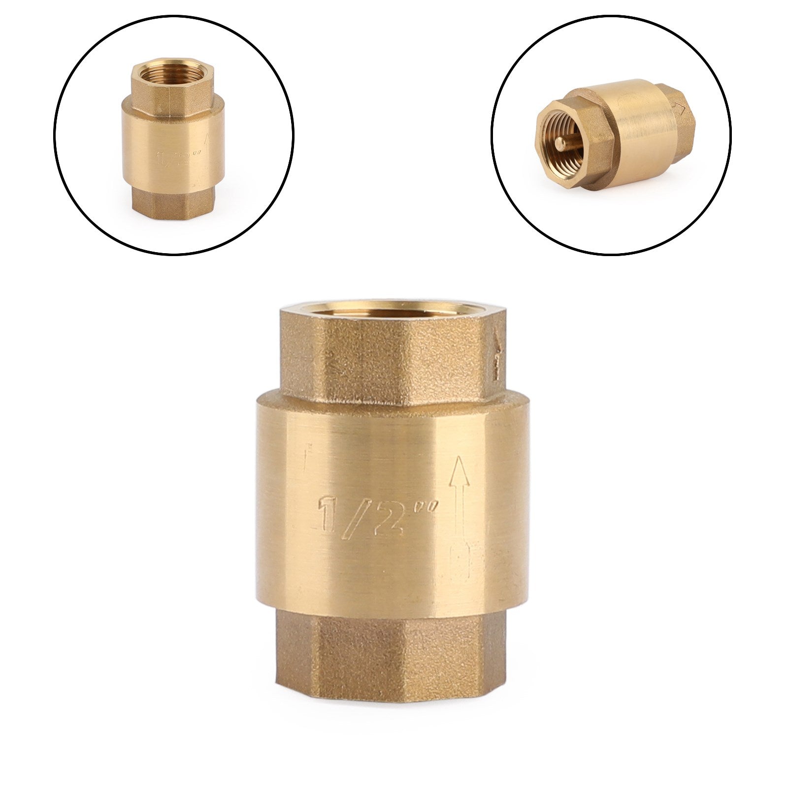 Clapet anti-retour en ligne DN15/DN20 NPT, en laiton, à ressort, en ligne, 200PSI