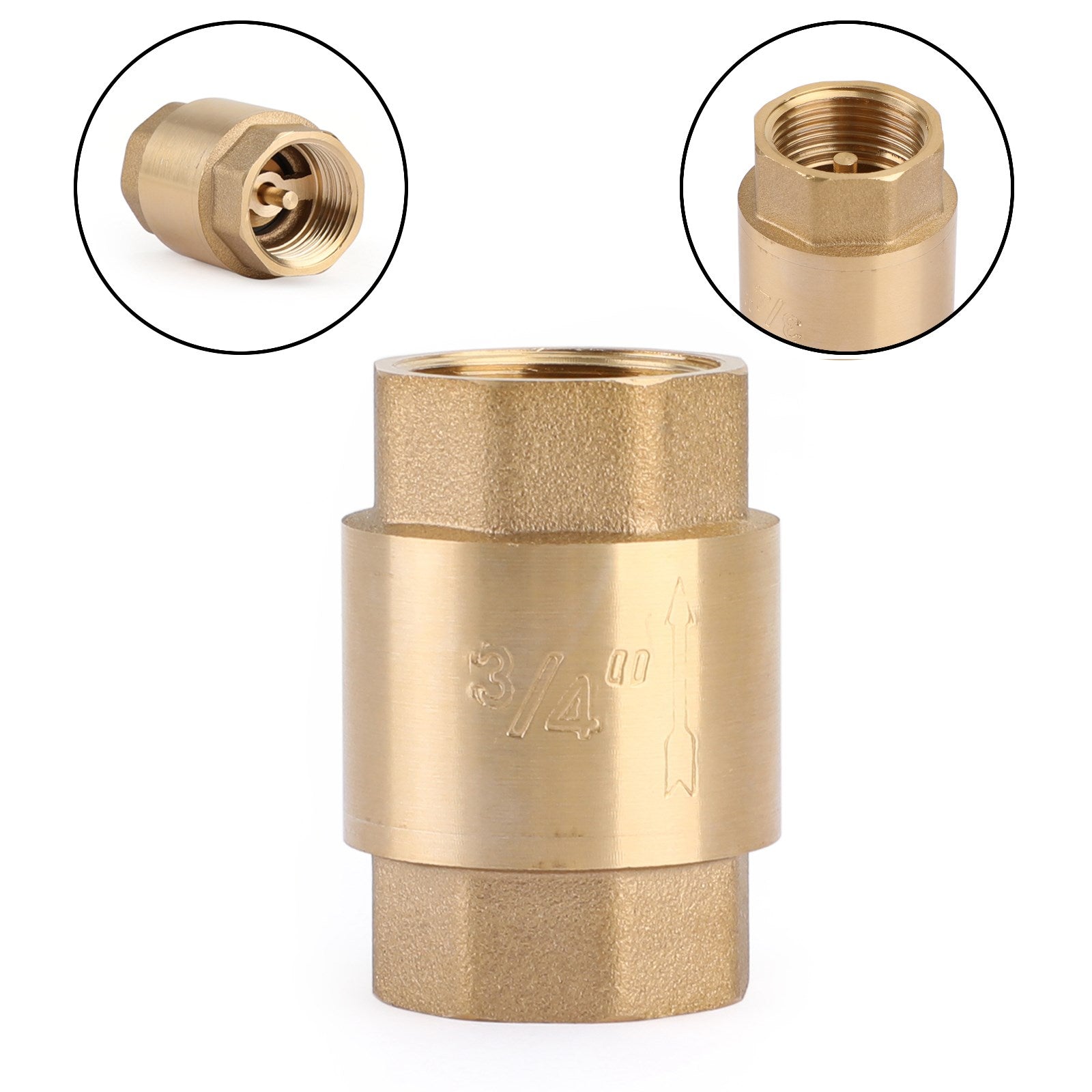 Clapet anti-retour en ligne DN15/DN20 NPT, en laiton, à ressort, en ligne, 200PSI