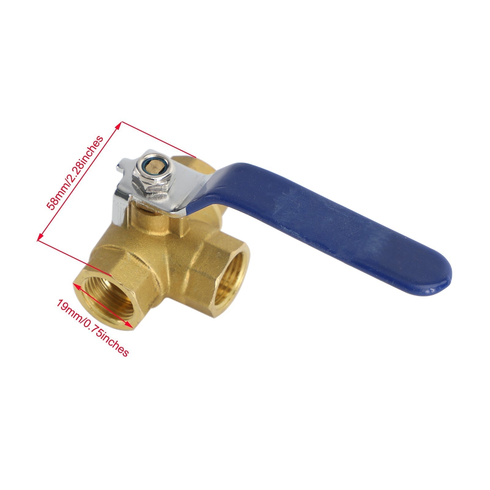 1/2" 3 Way Ball Valve Three T Port NPT Brass Female Type For Water Oil And Gas