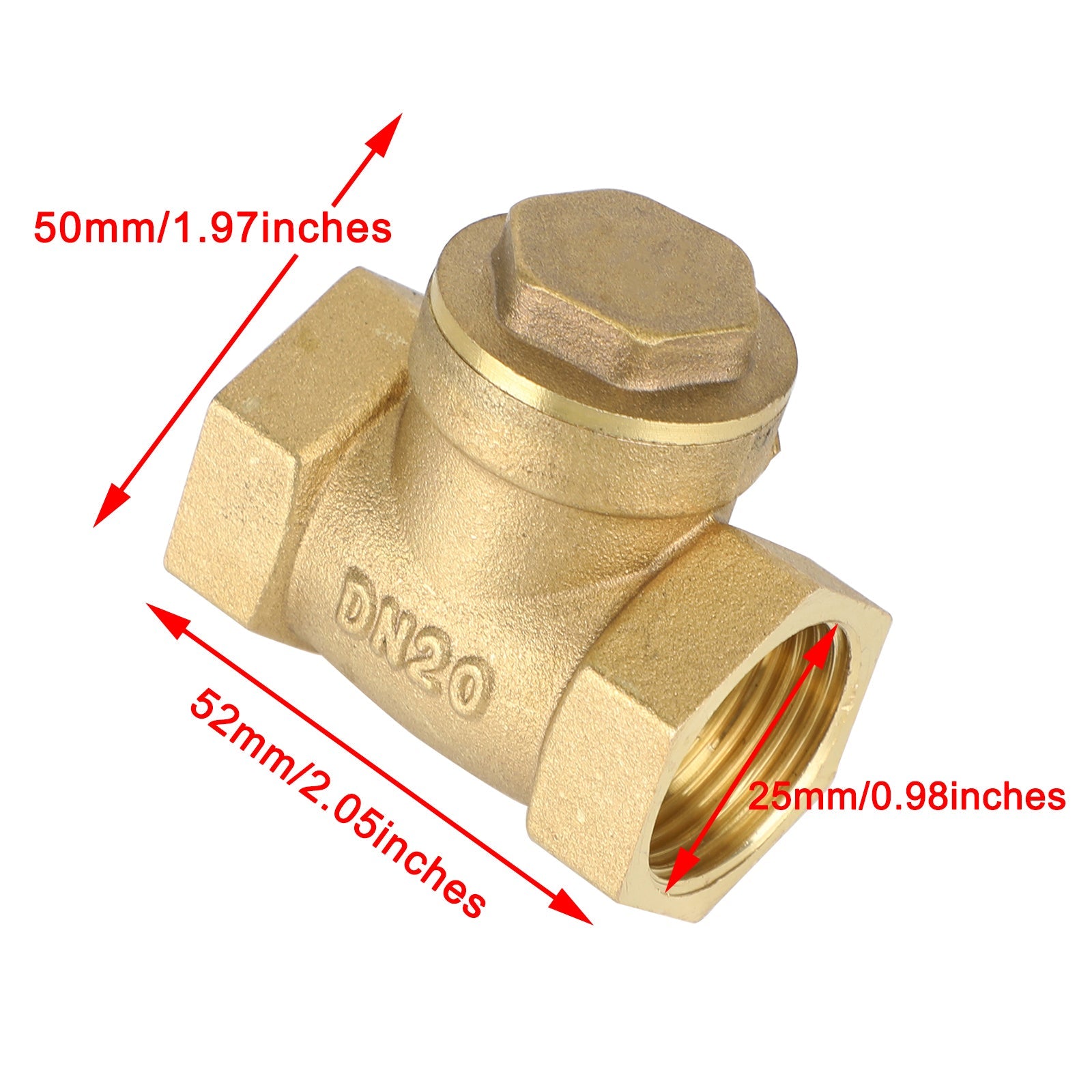 1/2" 3/4" 1" 2" Female Thread Brass Horizontal DN15 Non-Return Swing Check Valve