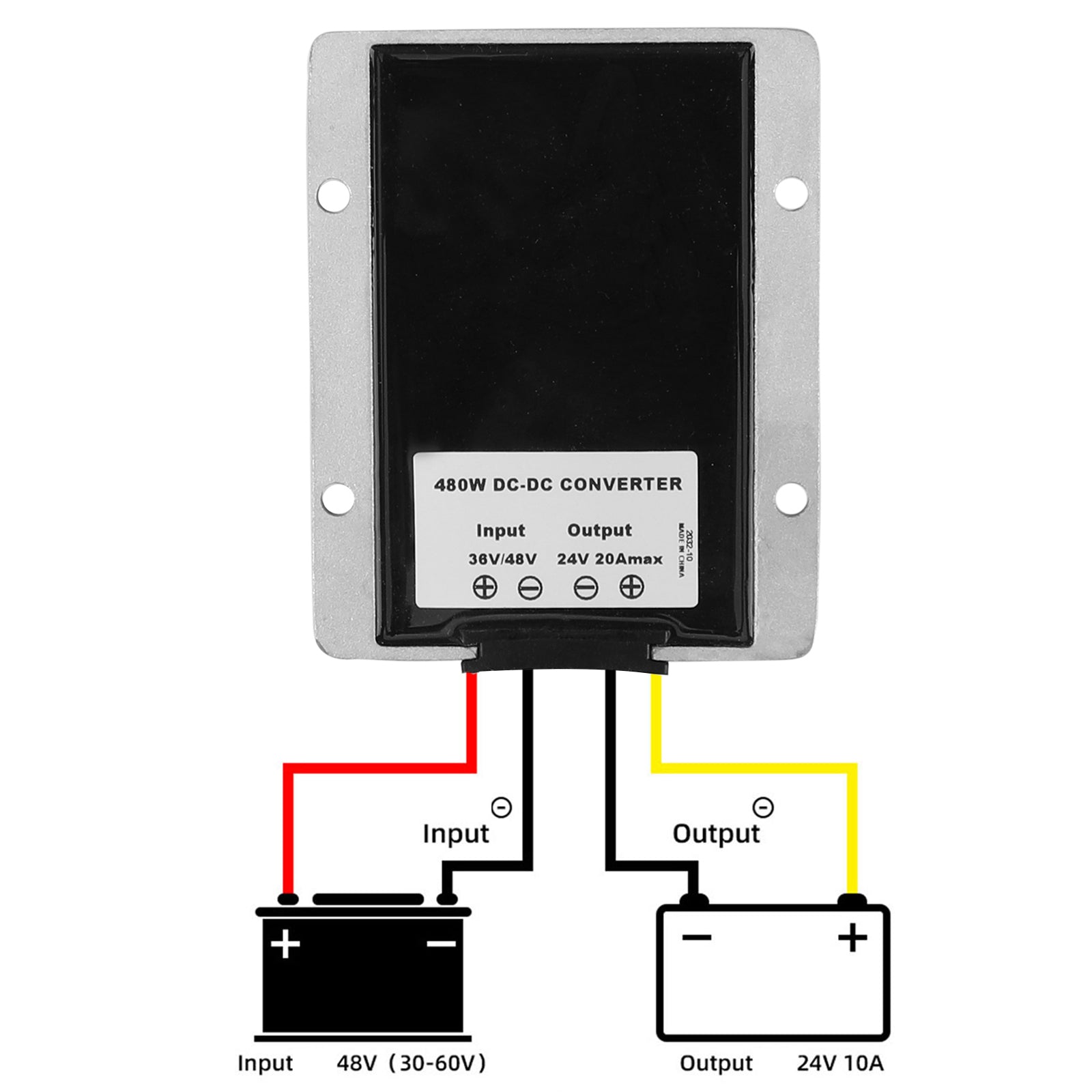 Régulateur de convertisseur de puissance abaisseur DC/DC étanche 48V à 24V 20A