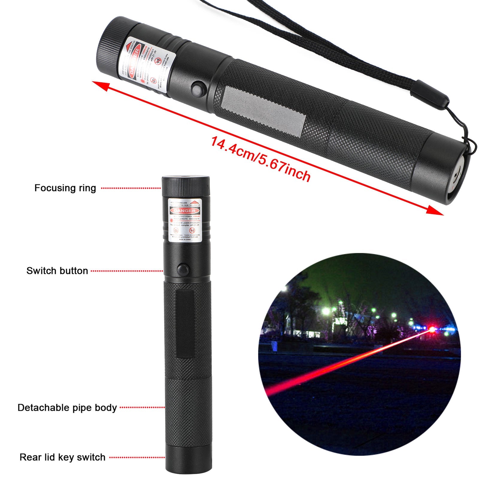 Oplaadbare 900 Miles Rood/Groene Laser Pointer Lazer Pen 650nm/532nm Zichtbare Straal