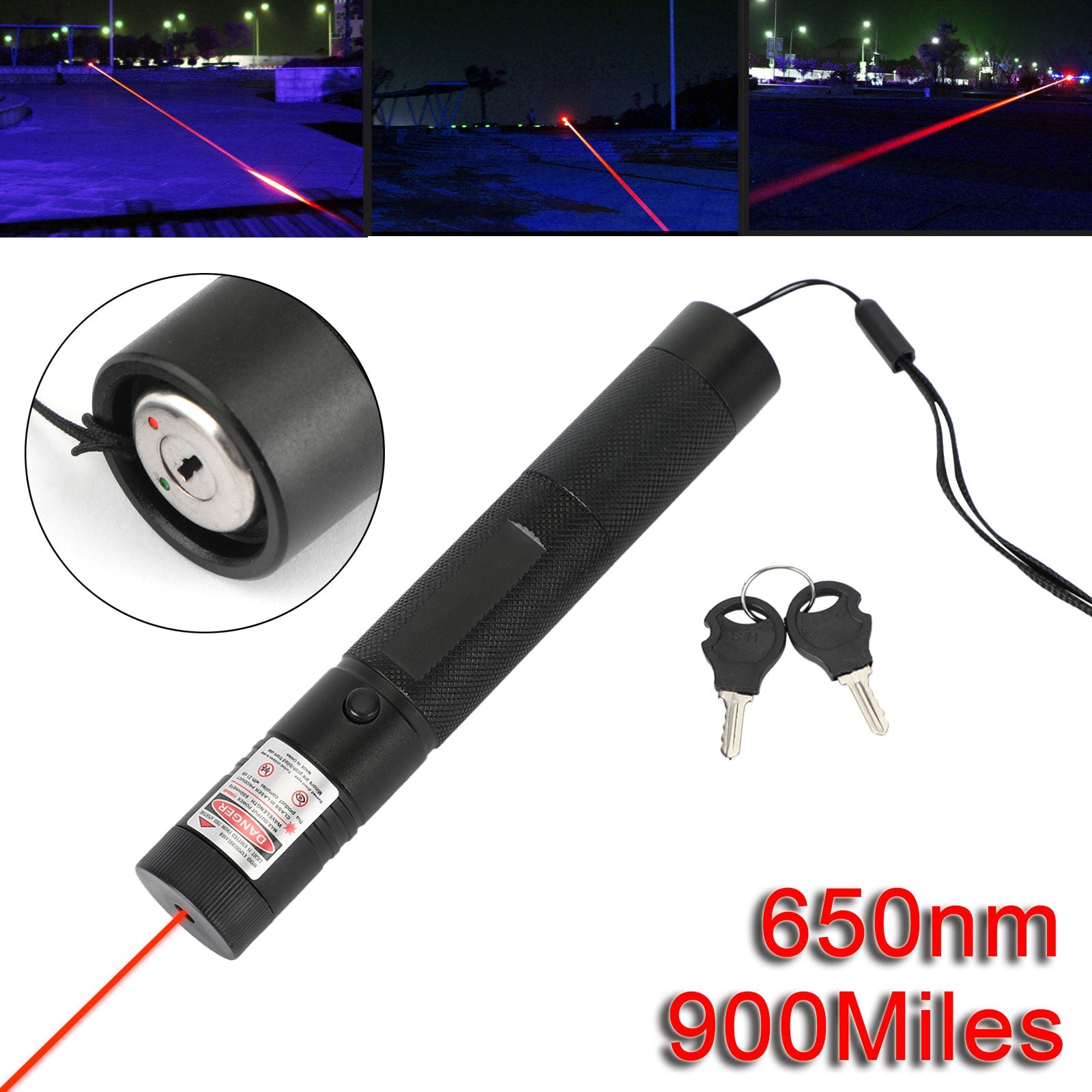 Rechargeable 900 Miles Red Laser Pointer Lazer Pen 650nm Visible Beam