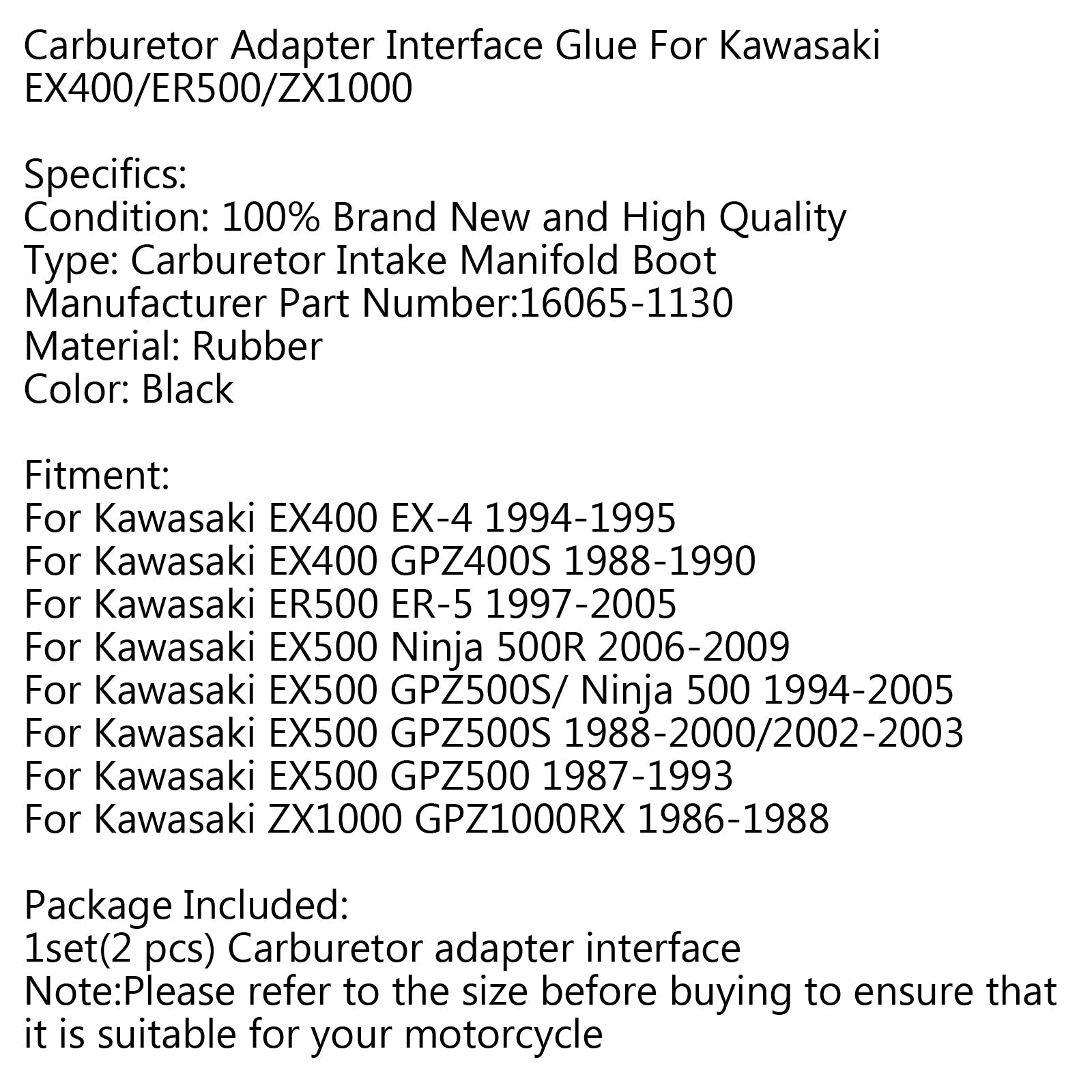 Support de carburateur, collecteur d'admission, démarrage pour Kawasaki EX400 EX-4 EX500 ER500 97-05 générique