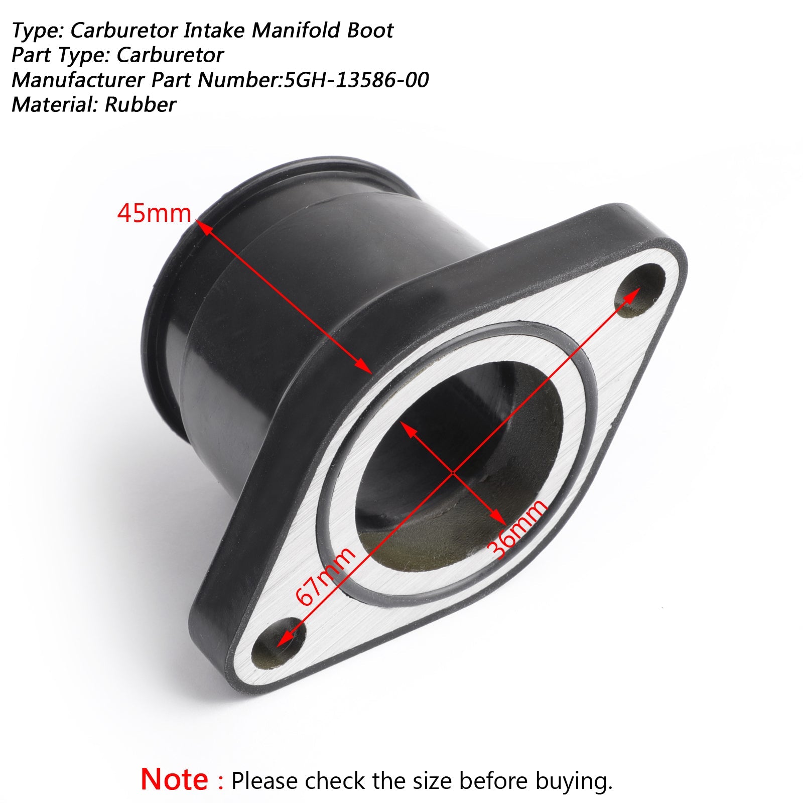 Botte d'admission de carburateur pour Yamaha 400 450 Wolverine Grizzly Kodiak 5GH-13586-00 générique