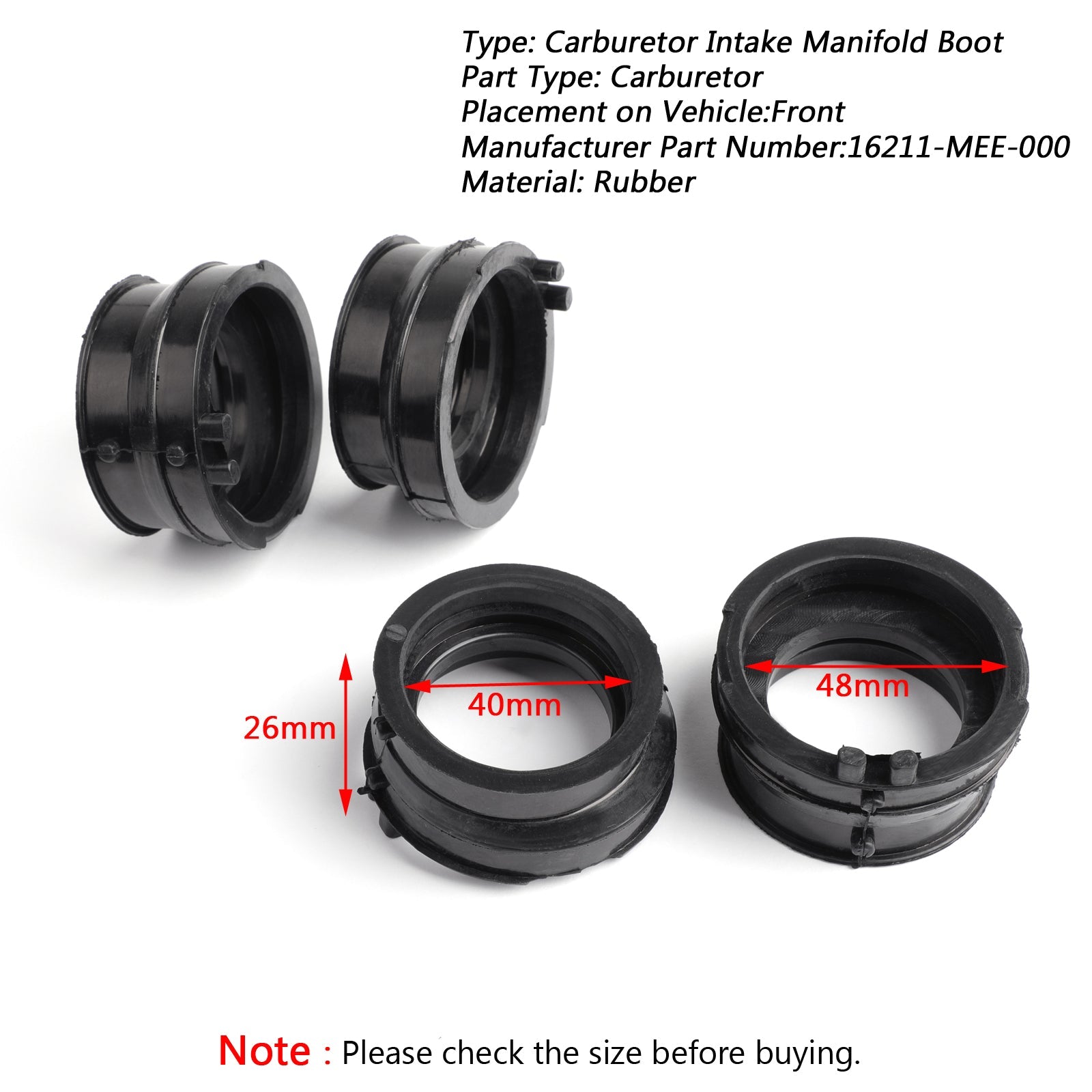 Bottes de carburateur d'admission en caoutchouc pour Honda CBR 600RR 2003-2006 2004 2005 générique