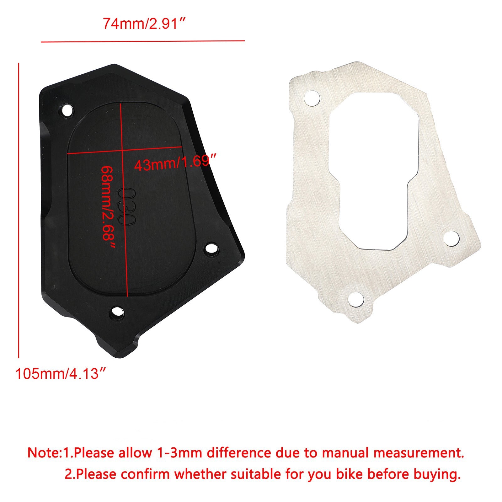 Plaque d'agrandissement de béquille d'extension de béquille latérale CNC pour BMW R1200GS ADV LC 14-16 générique