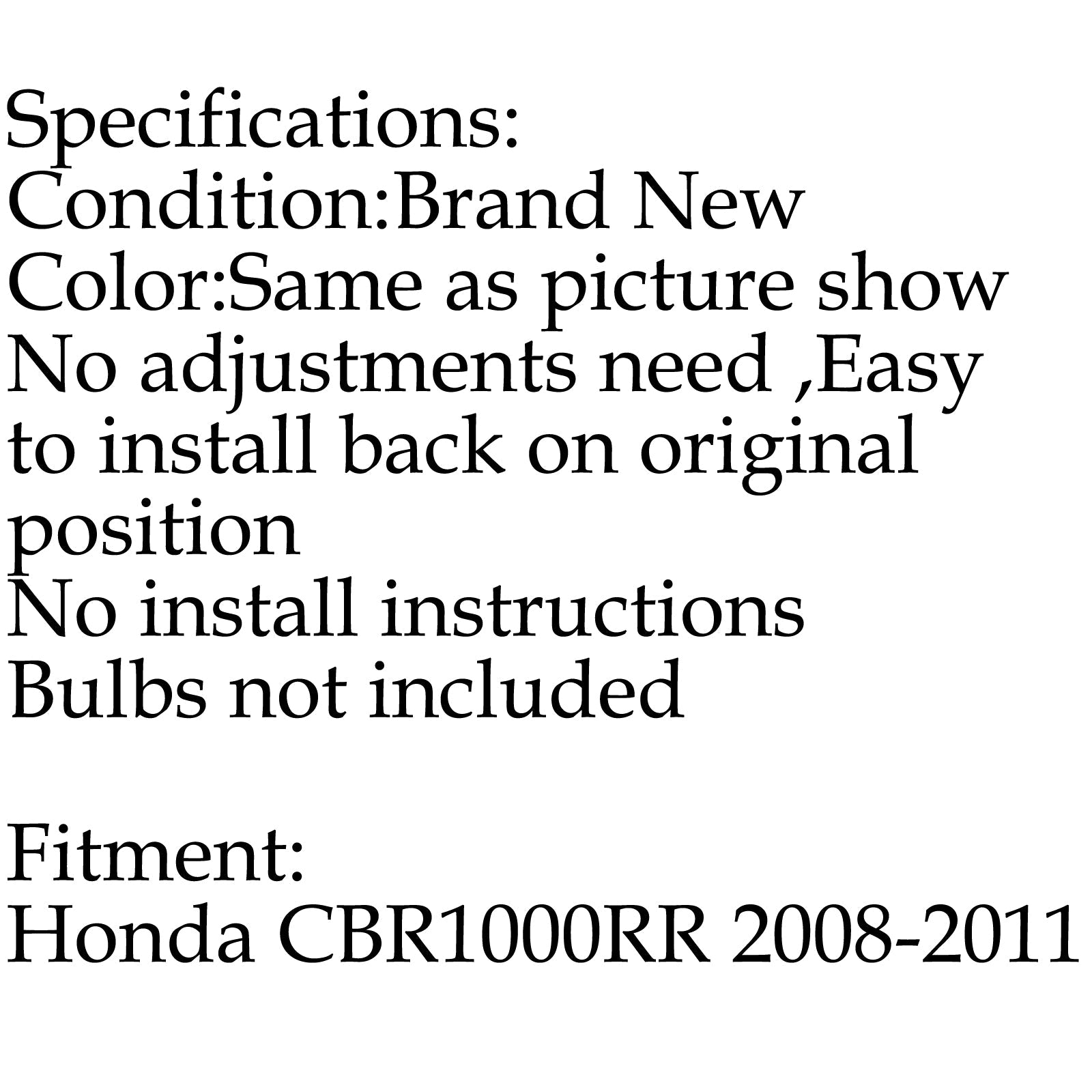 Ensemble de phare avant pour Honda CBR 1000RR CBR1000RR 2008-2011 générique