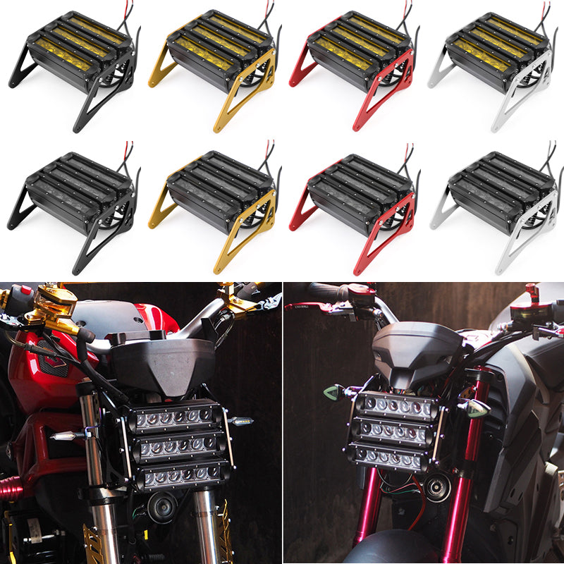 3Row LED Motorfiets Koplamp Mistlamp ALU fit voor Honda Grom 125 MSX SF 13-19 Generieke