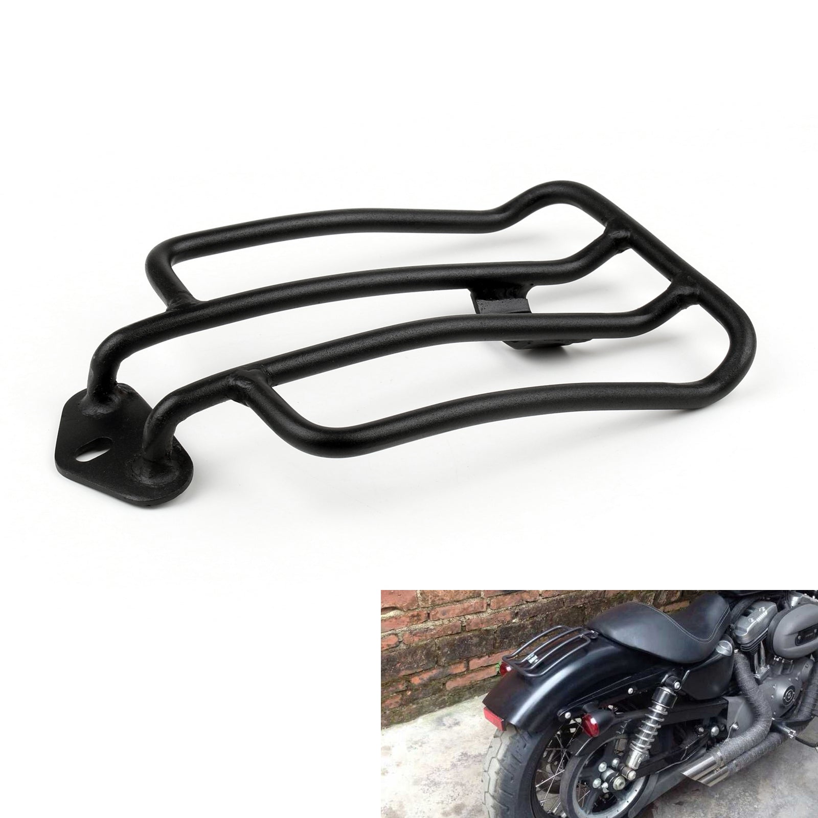 Sort solo sete bagasjehylle med bolter for Harley Sportster XL883 1200 2004-2016 Generisk