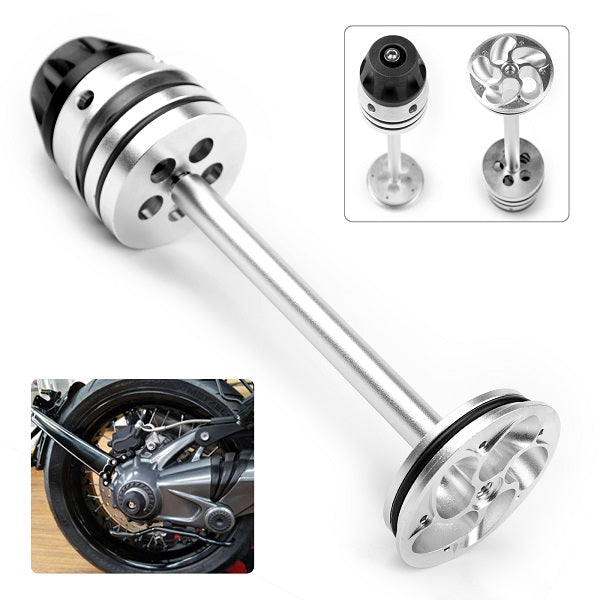 Rear Axle Sliders Fork Protector Fit for BMW R1200GS/LC/ADV R1200R/RS/RT R NineT 2007-2018 Silver Generic