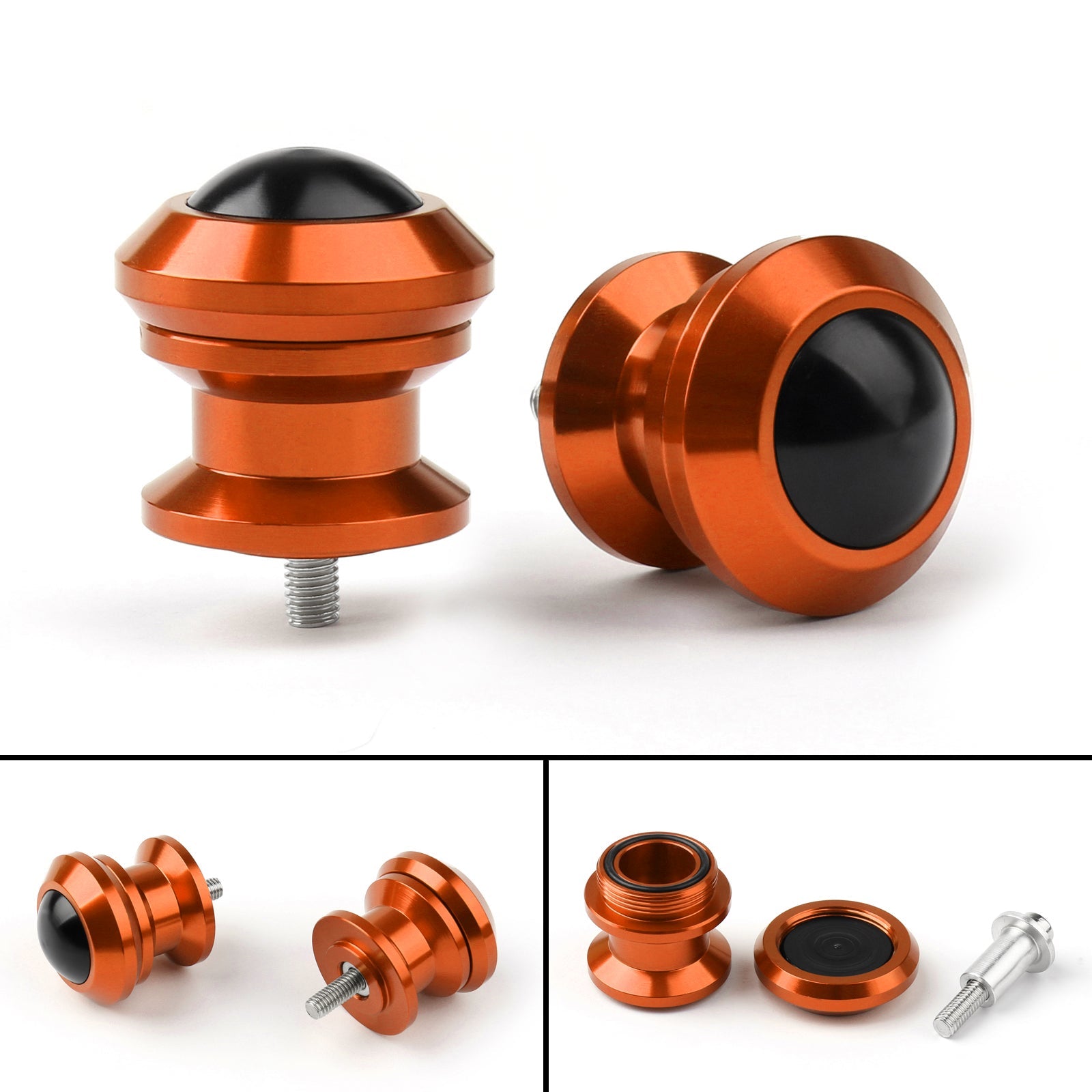 Pair 6mm Swingarm Sliders Spools For Yamaha MT1 MT9 YZF-R3 R1 MAX 53 Orange