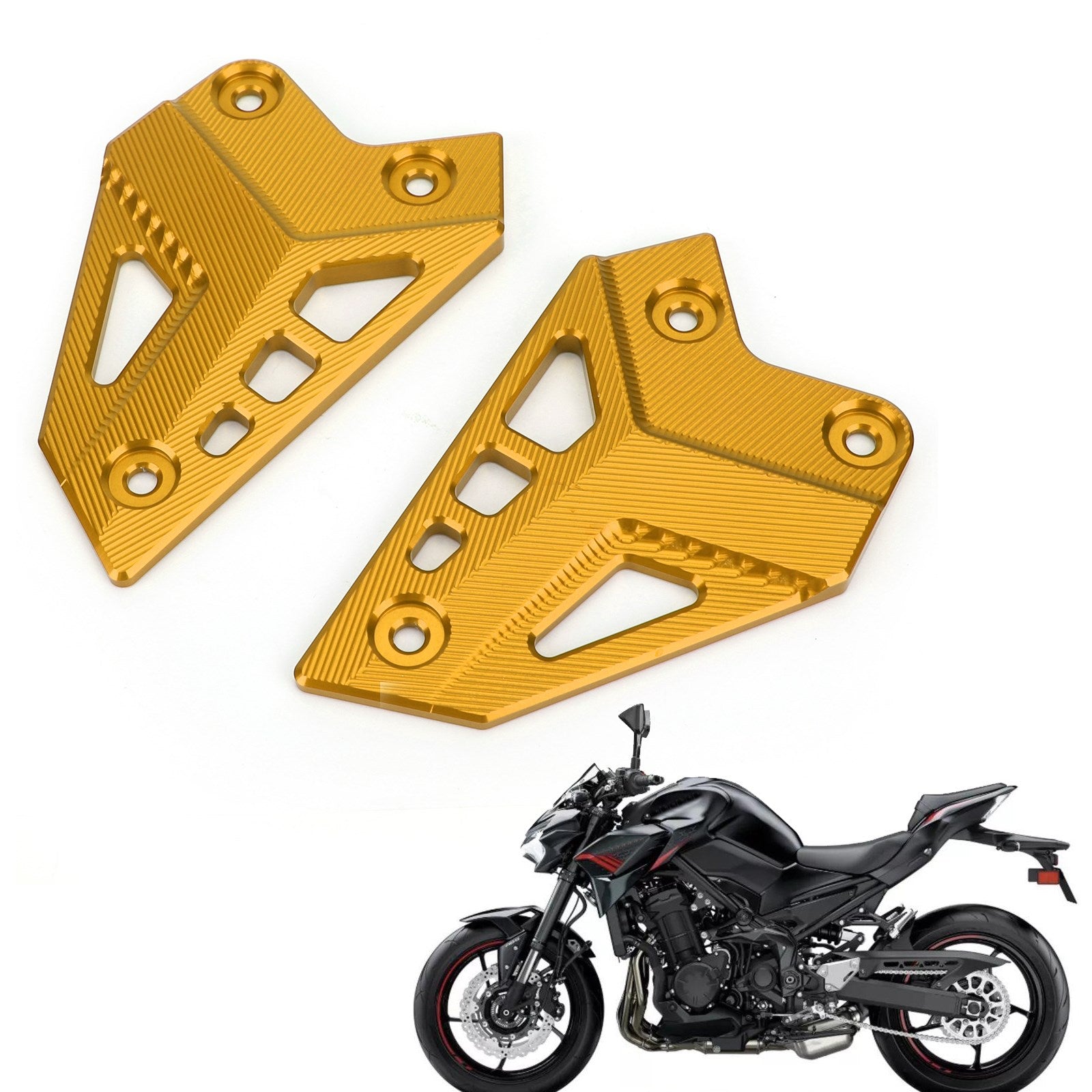 CNC Aluminum Heel Guards Rearset Plates Fit for Kawasaki Z900 ZR900 2017-2020 Generic