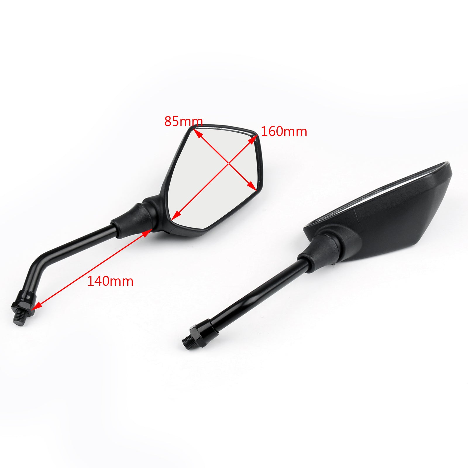 Motorcycle 10mm Black Rear View Side Mirrors For Honda Suzuki Kawasaki Generic