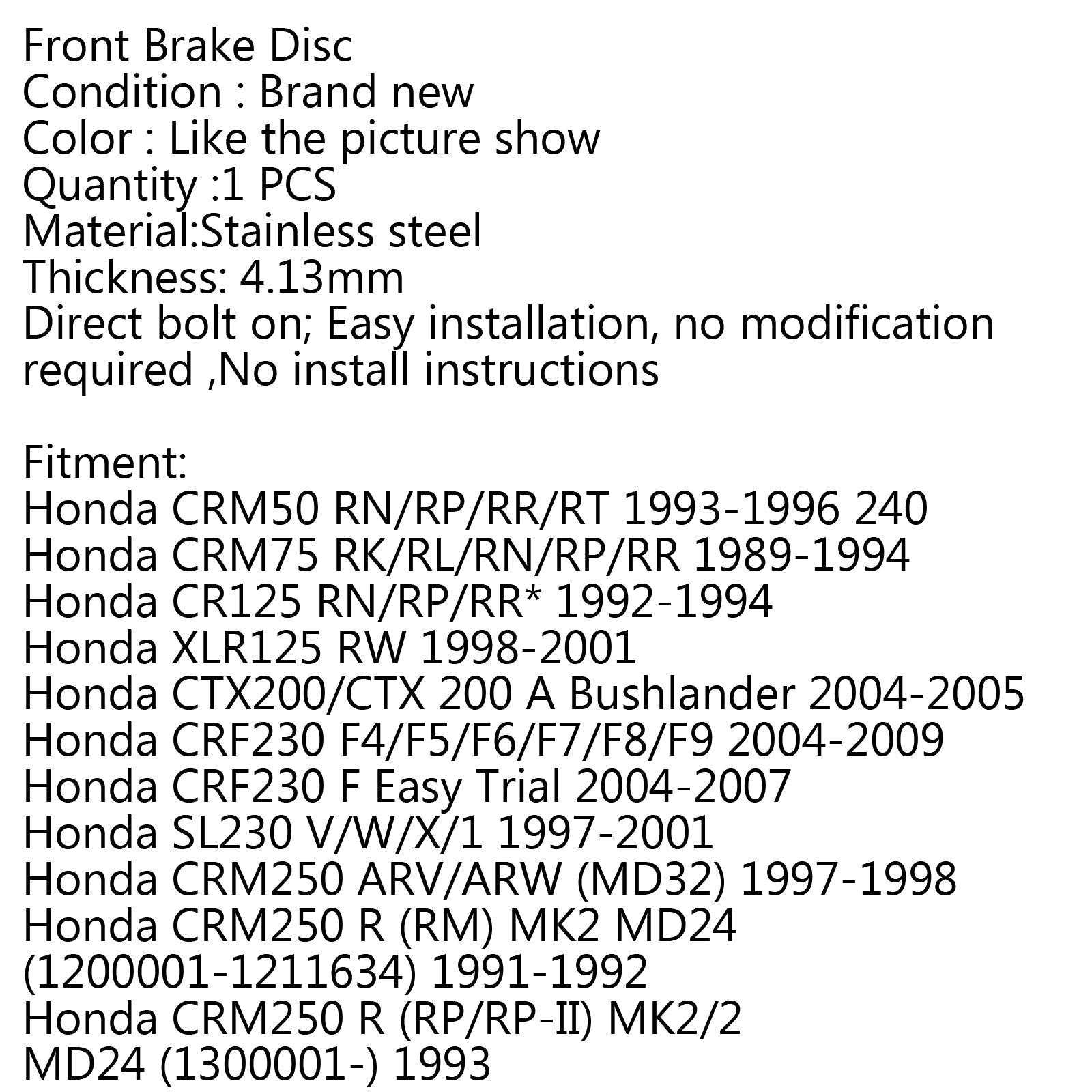 Front Brake Disc Rotor&Front Brake Pads For Honda CR125 CR250 CRF250R CRF250X Generic