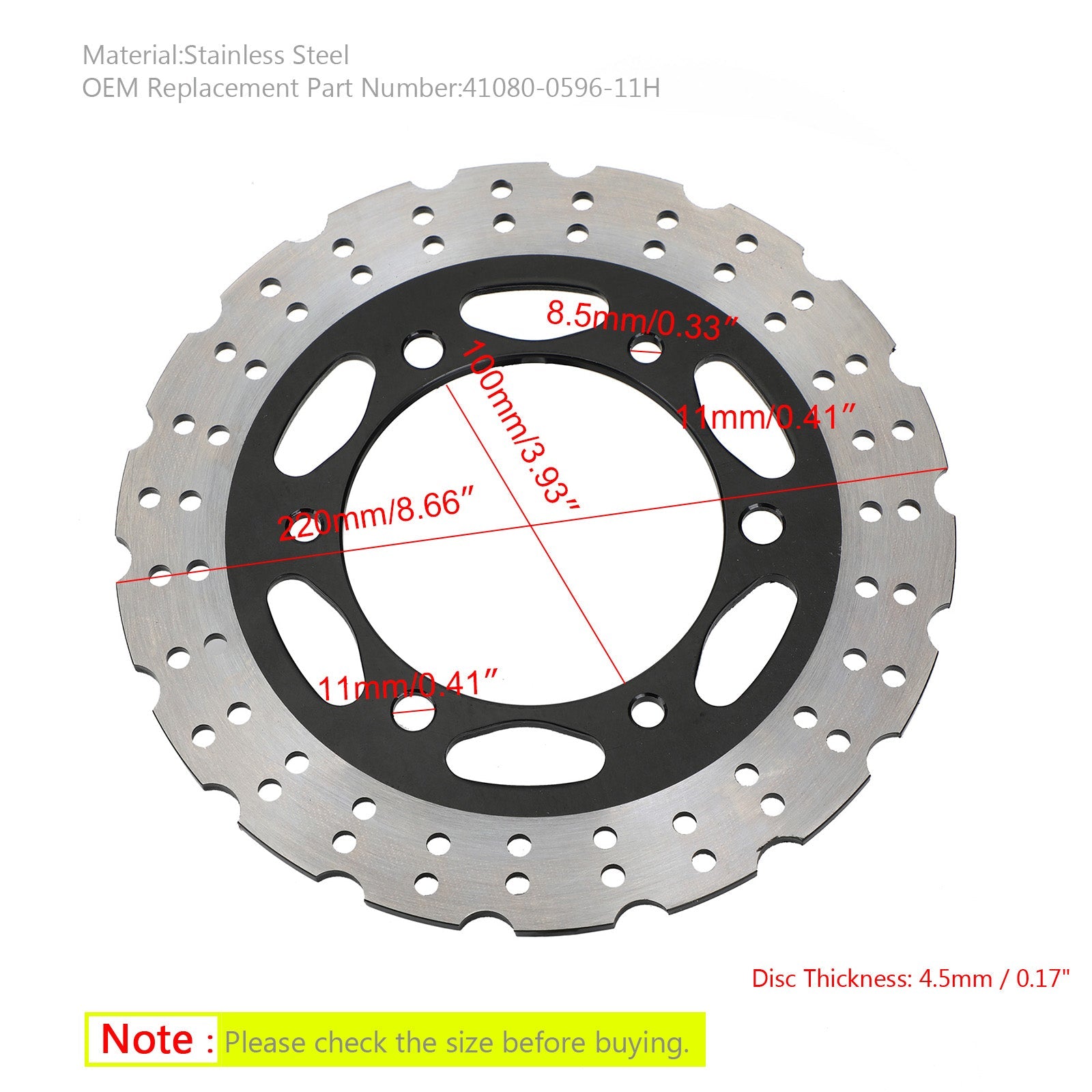 Rear Brake Disc Rotor MD4163C For Kawasaki Ninja 250 300 EX250/300 ER250/300 Generic