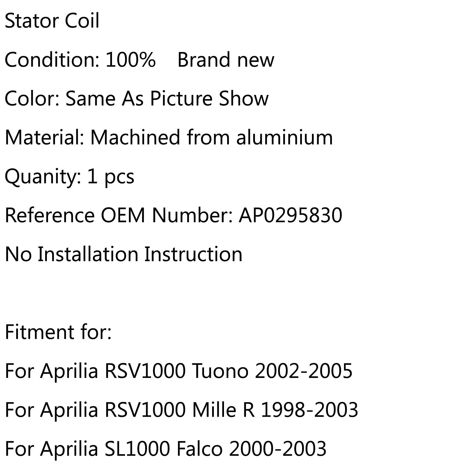 Magneto-statorspoel voor Aprilia RSV1000 Tuono (02-05) Mille R (98-03) SL1000 (00-03) Generiek