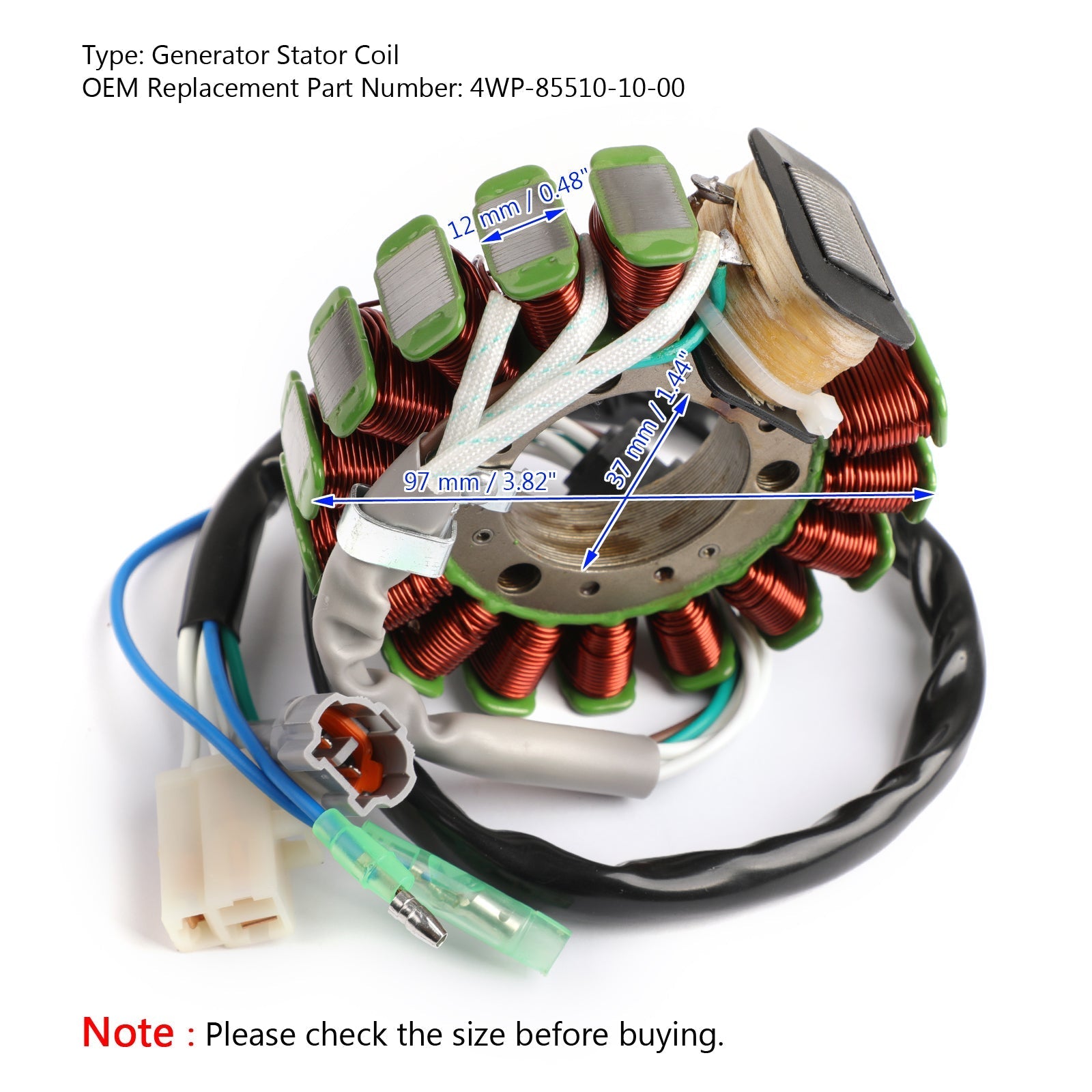 Alternateur de bobine de Stator de générateur adapté pour Yamaha TW 125 200 225 1994-2021 4WP-85510-10-00