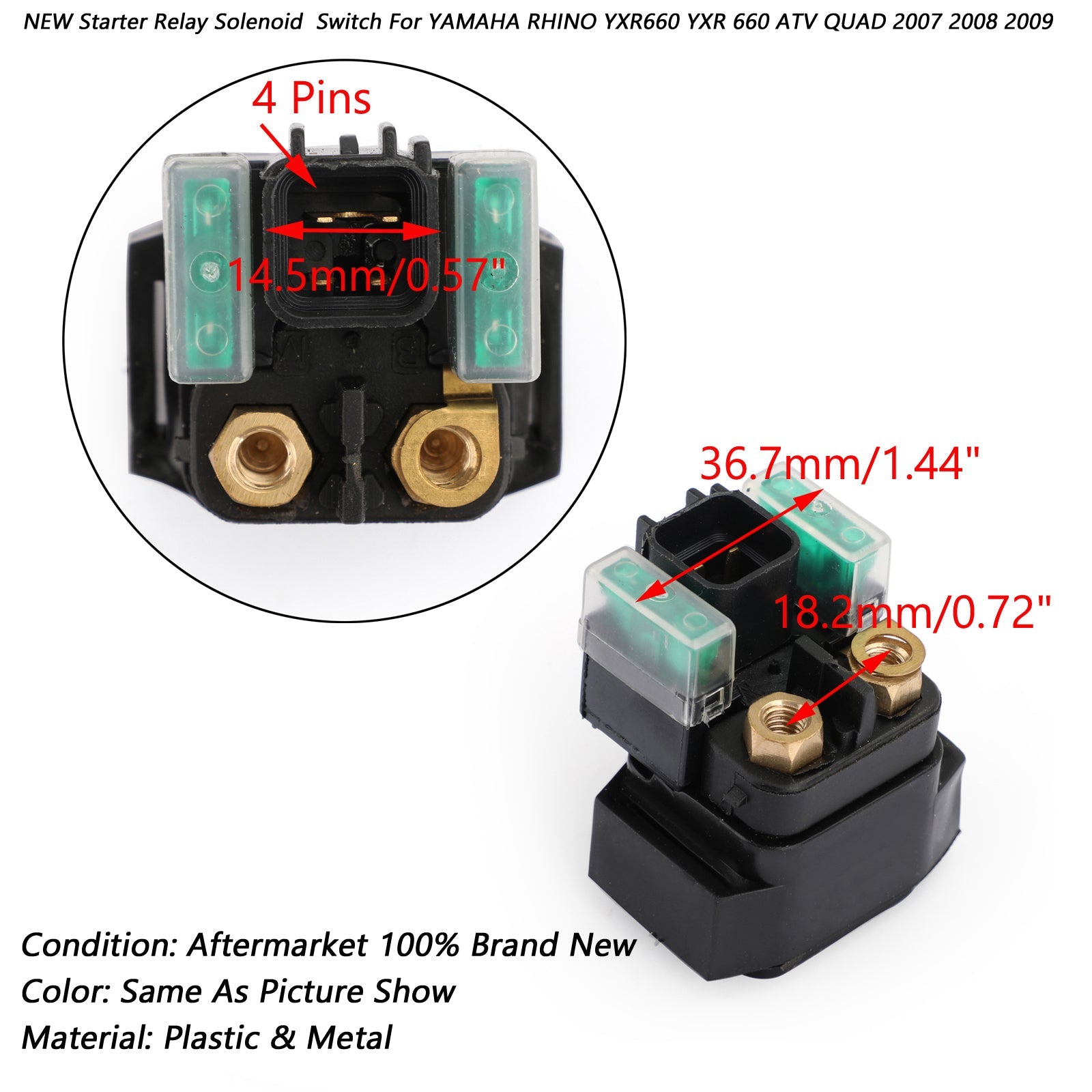 STARTRELAIS SOLENOID Voor YAMAHA RHINO YXR660 YXR 660 ATV QUAD 2007 2008 2009 Generieke