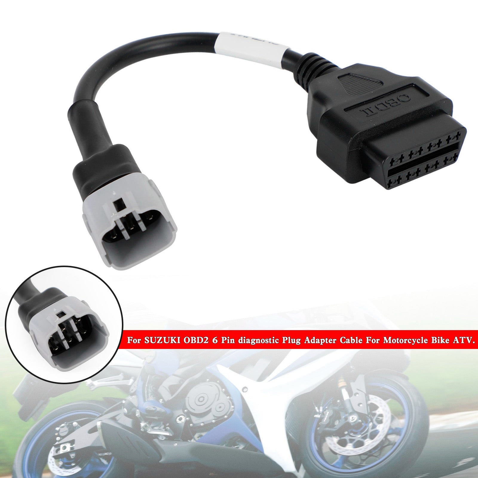 Adaptateur de prise de Diagnostic OBD2 à 6 broches, pour SUZUKI, moto, Scooter, câble ATV