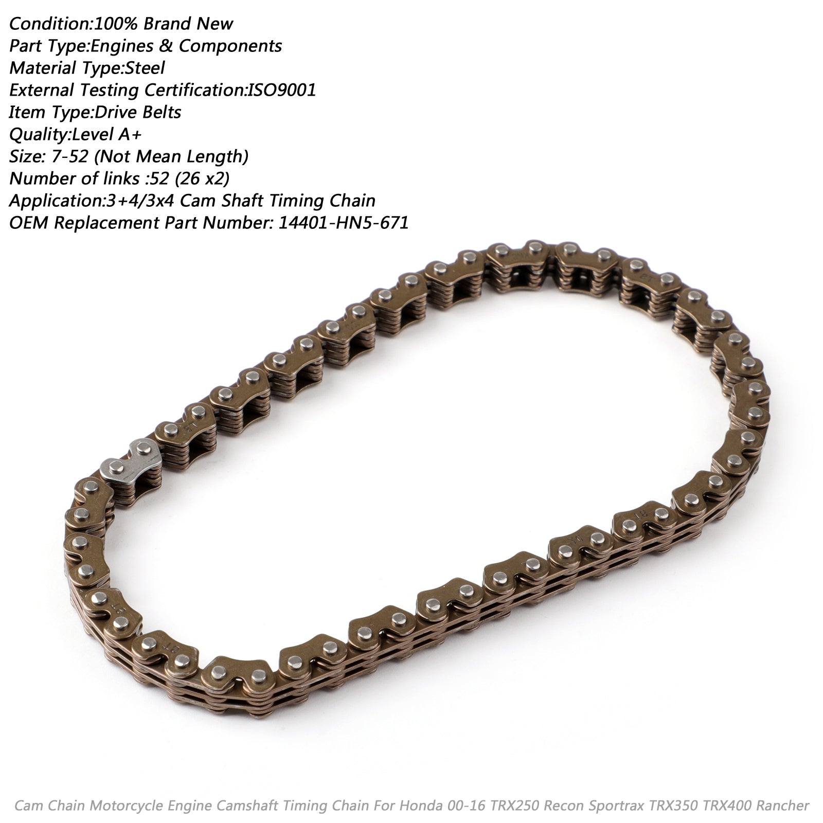 Timing Cam Chain Voor Honda TRX250 Recon Sportrax TRX350 TRX400 14401-HN5-671 Generiek