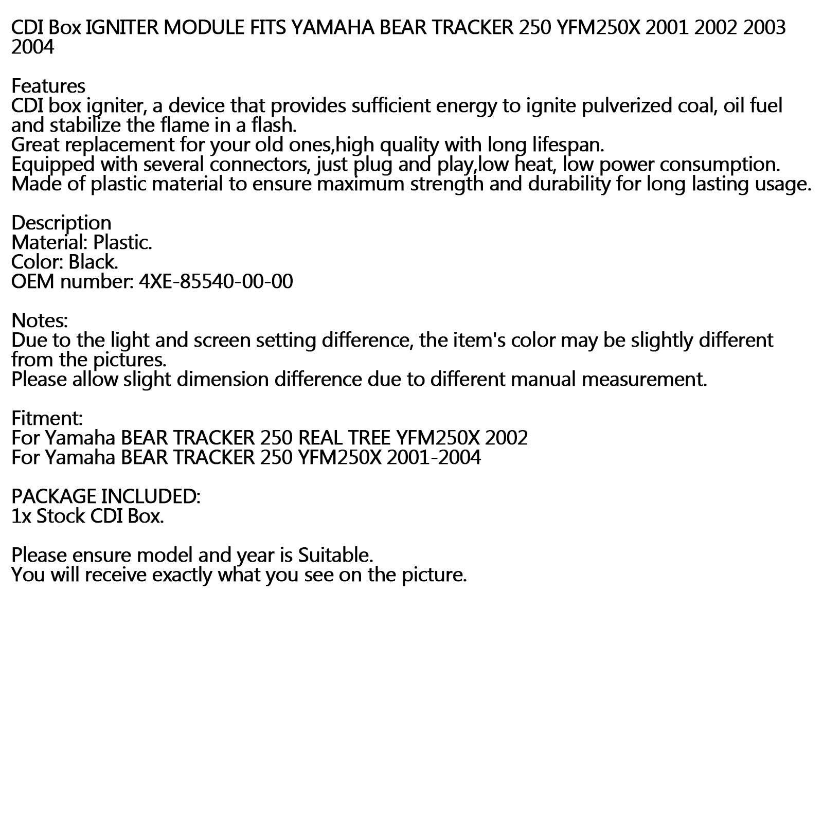 MODULE d'allumage de boîte CDI pour YAMAHA BEAR TRACKER 250 YFM250X 2001 2002 2003 2004 générique