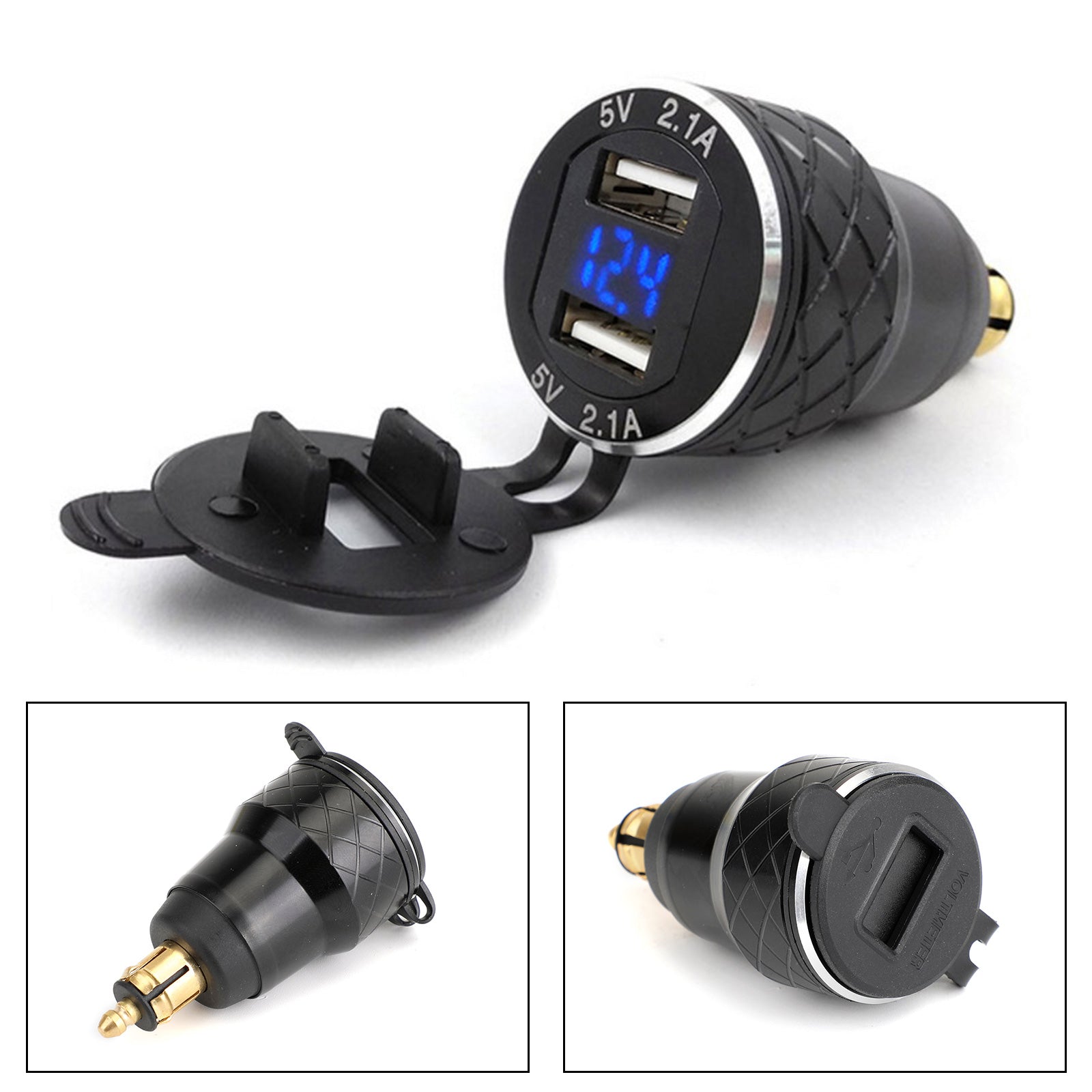 Motorcycle Dual USB Charger DIN Socket Voltmeter For BMW Motorbike EU Plug Generic