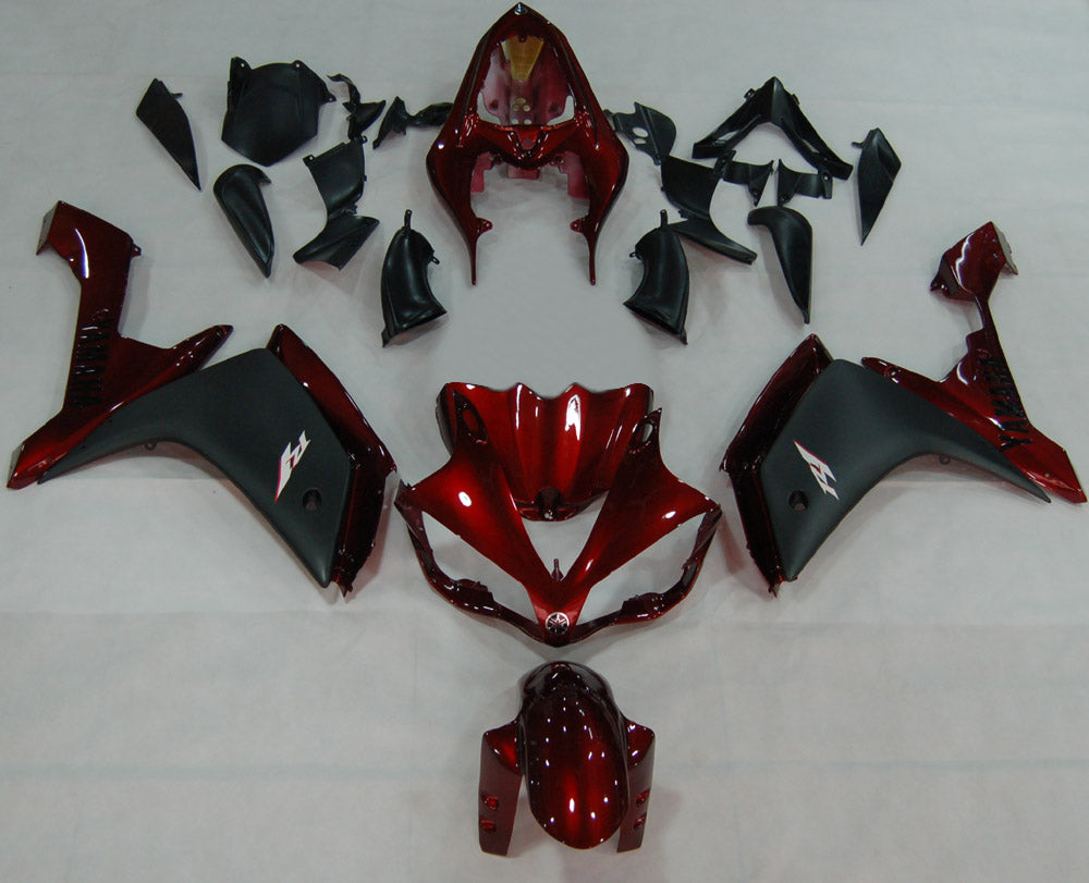 2007-2008 Yamaha YZF-R1 Rouge Cerise Noir R1 Racing Carénages Amotopart Carénages des douanes