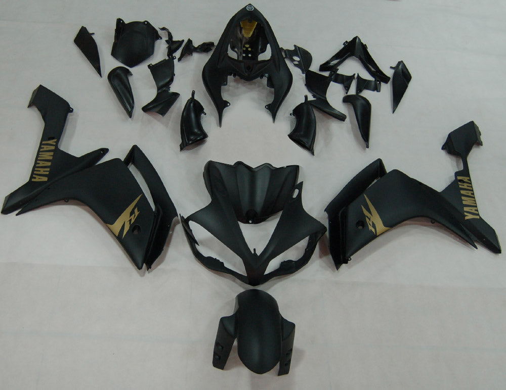 Carenados de carreras Yamaha YZF-R1 2007-2008, color negro mate y dorado, genéricos