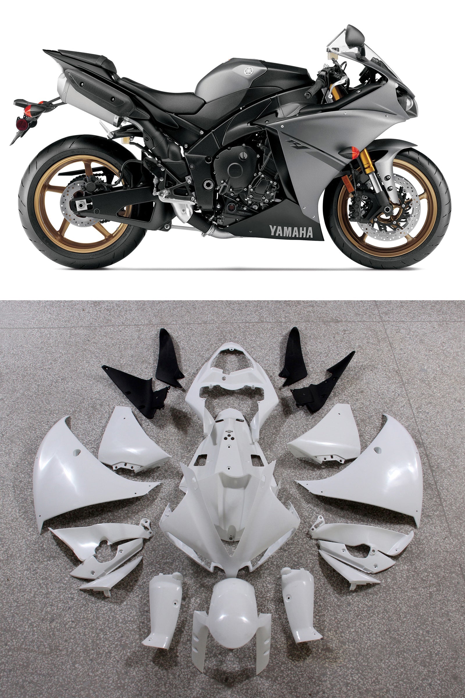 2012-2014 Yamaha YZF R1 grijze racekunststoffen algemeen