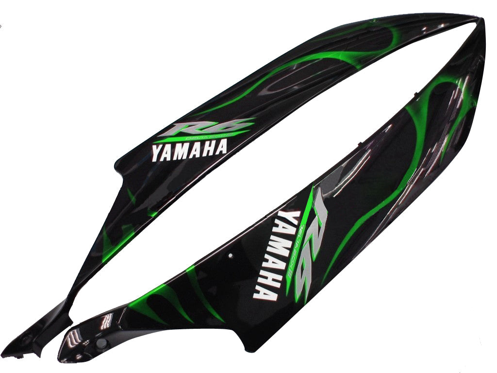 2006-2007 Yamaha YZF-R6 Fairings Black & Green Flame R6 Racing Generic