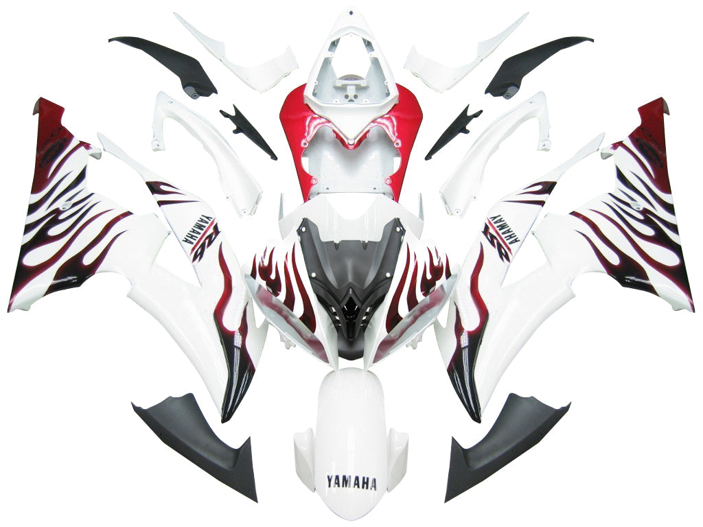 2008-2016 Yamaha YZF-R6 Carénages Blanc & Rouge Flamme R6 Racing Générique