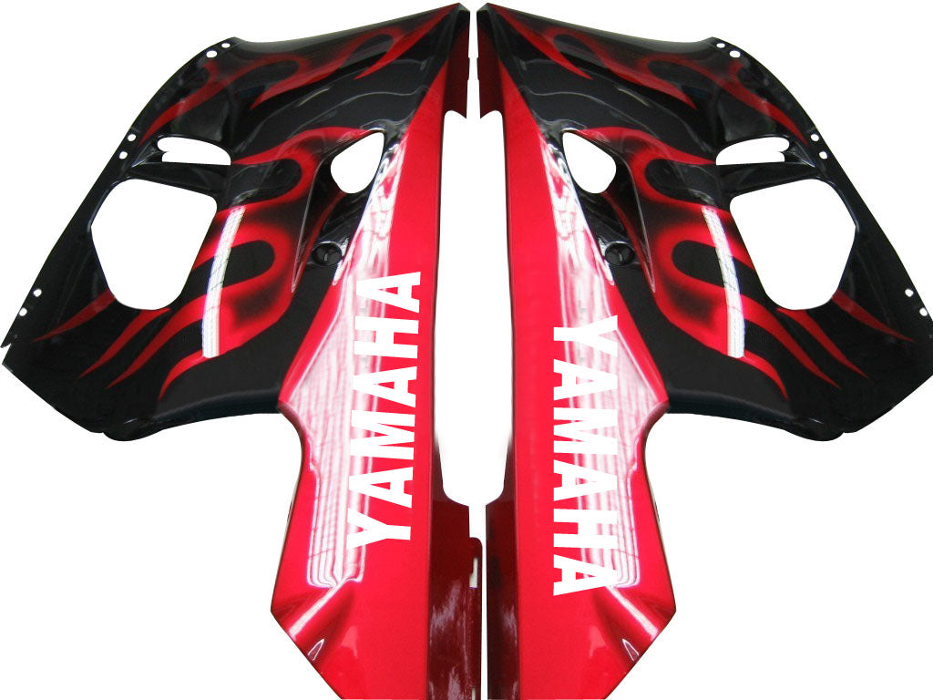 1998-2002 Yamaha YZF-R6 Black & Red Flame Racing Fairings Generic