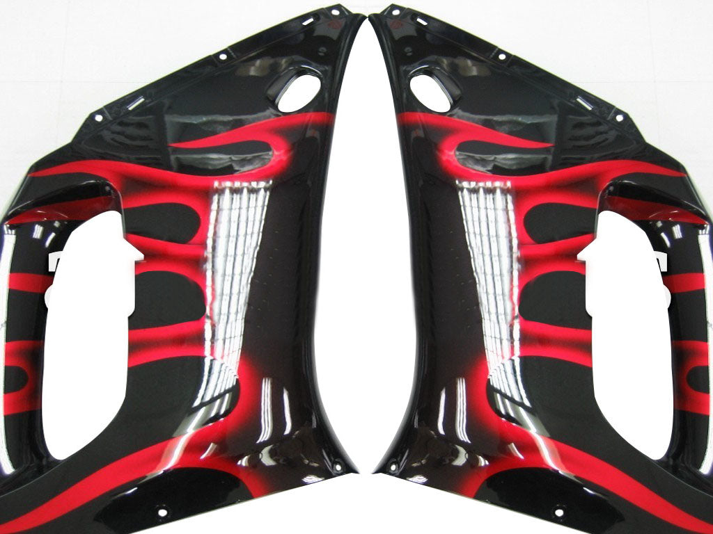 1998-2002 Yamaha YZF-R6 Carénages de course flamme noire et rouge générique