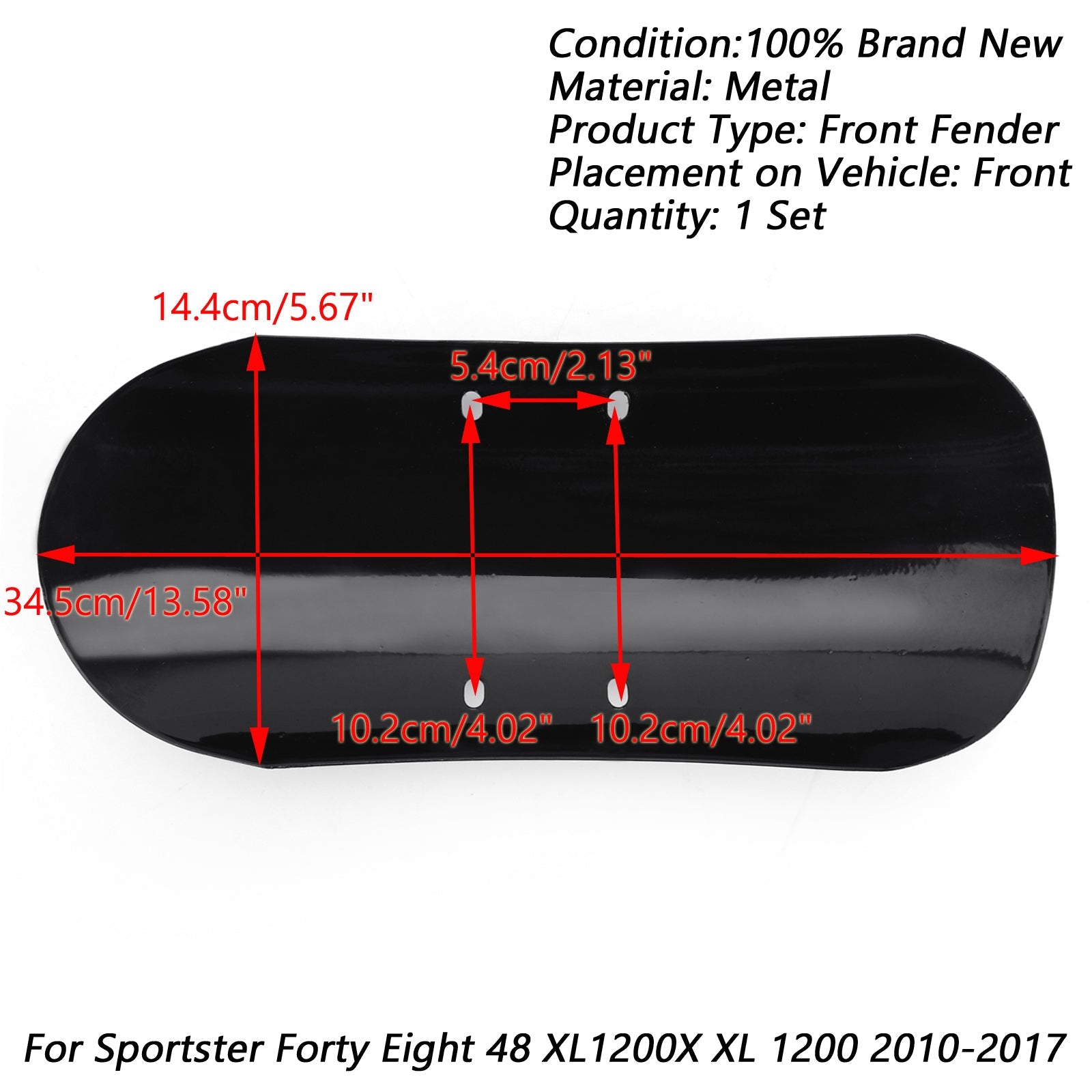 Garde-boue avant court pour Sportster quarante huit 48 XL1200X XL1200 2010-17 générique