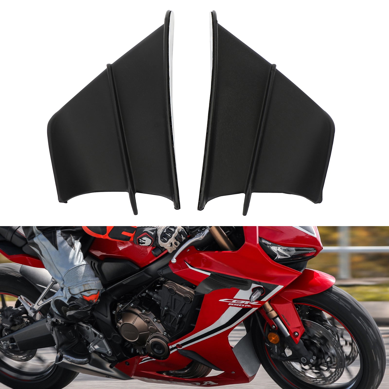 Black Side Winglet Wind Fin Spoiler Trim Cover For Honda Cbr650R Cbr500R Cb1000R Generic