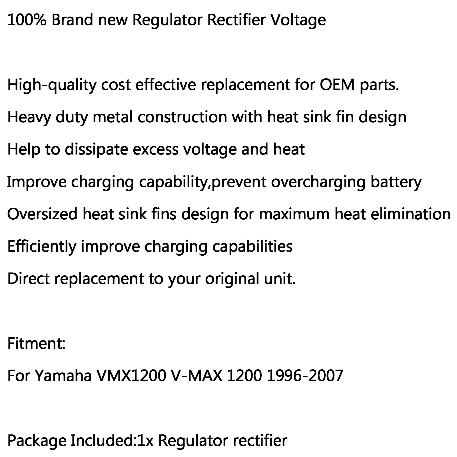 Regulatorlikeretter for Yamaha VMX 1200 V-MAX 1200 1996-2007 2004 2005 Generisk