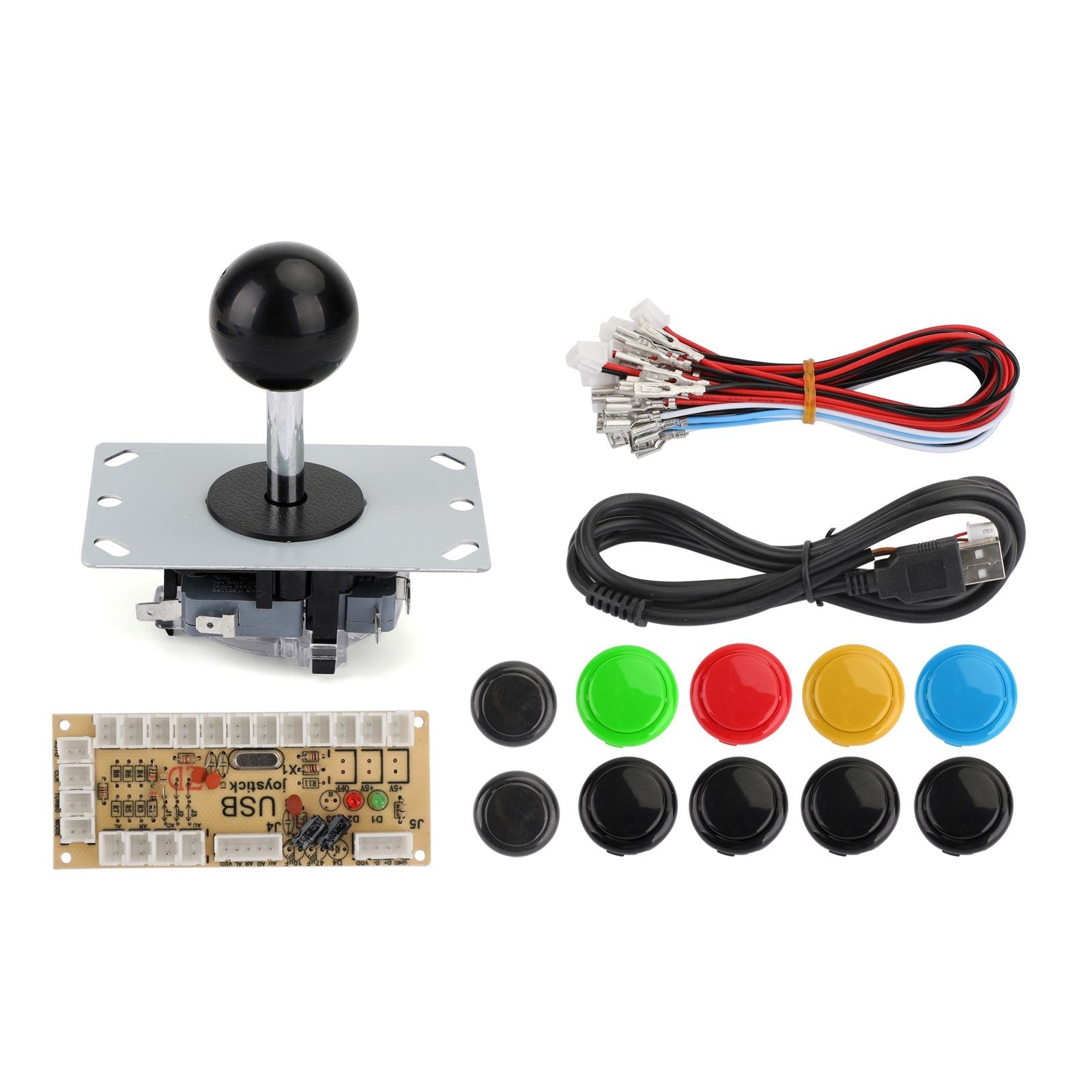 Buttons+Joystick+USB Encoder Arcade Game DIY 3in1 Kits 0 Delay Fit for MAME PC