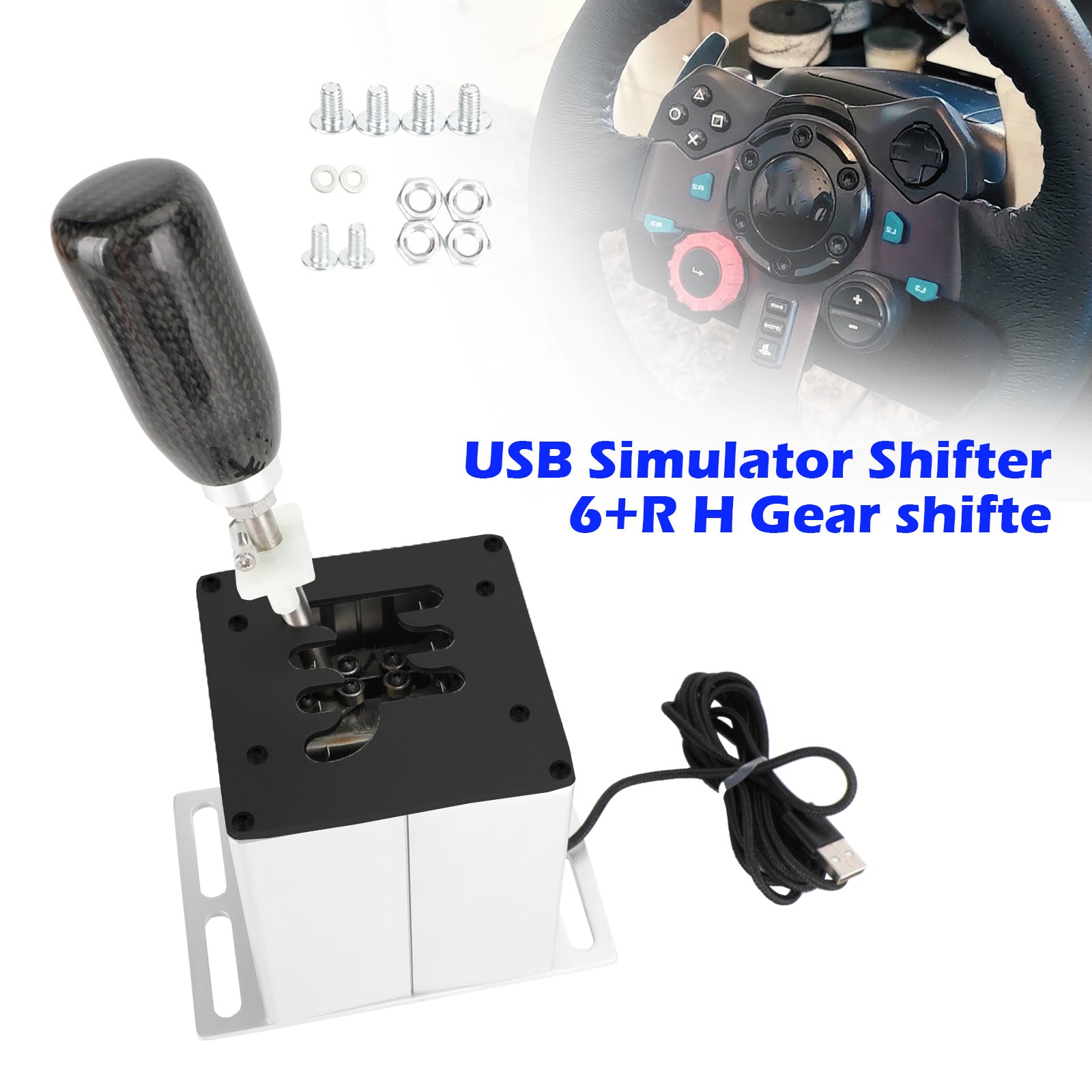 6+R 7+R USB Simulator H Versnellingspook voor Logitech T300RS/GT Stuurwiel PC