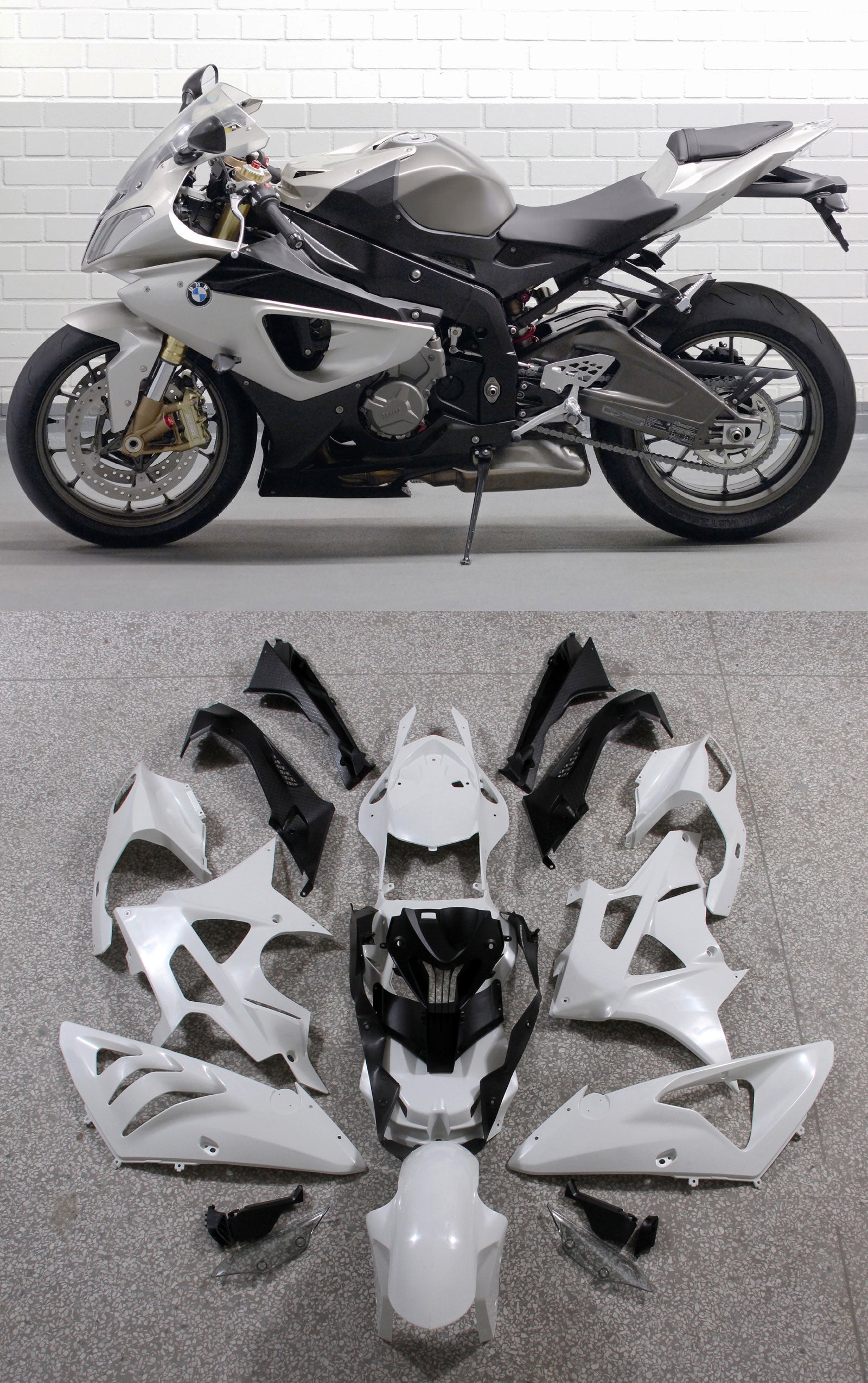 2009-2014 BMW S1000RR Sølv Metallic Karosseri Fairing ABS Sprøytestøping 2# Generisk