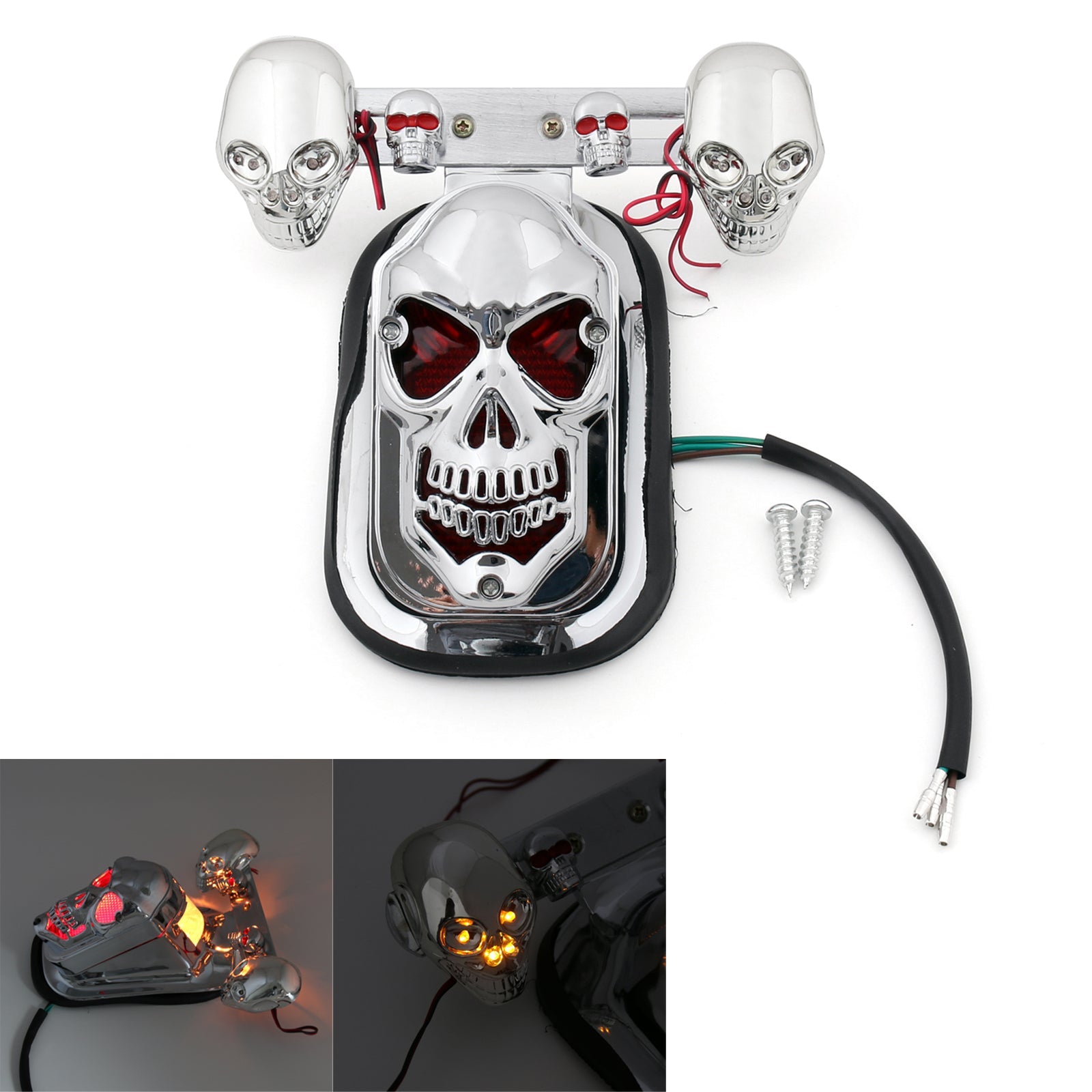 Motorcycle Skull Turn Signal Rear Brake Stop Tail Light For Harley Generic