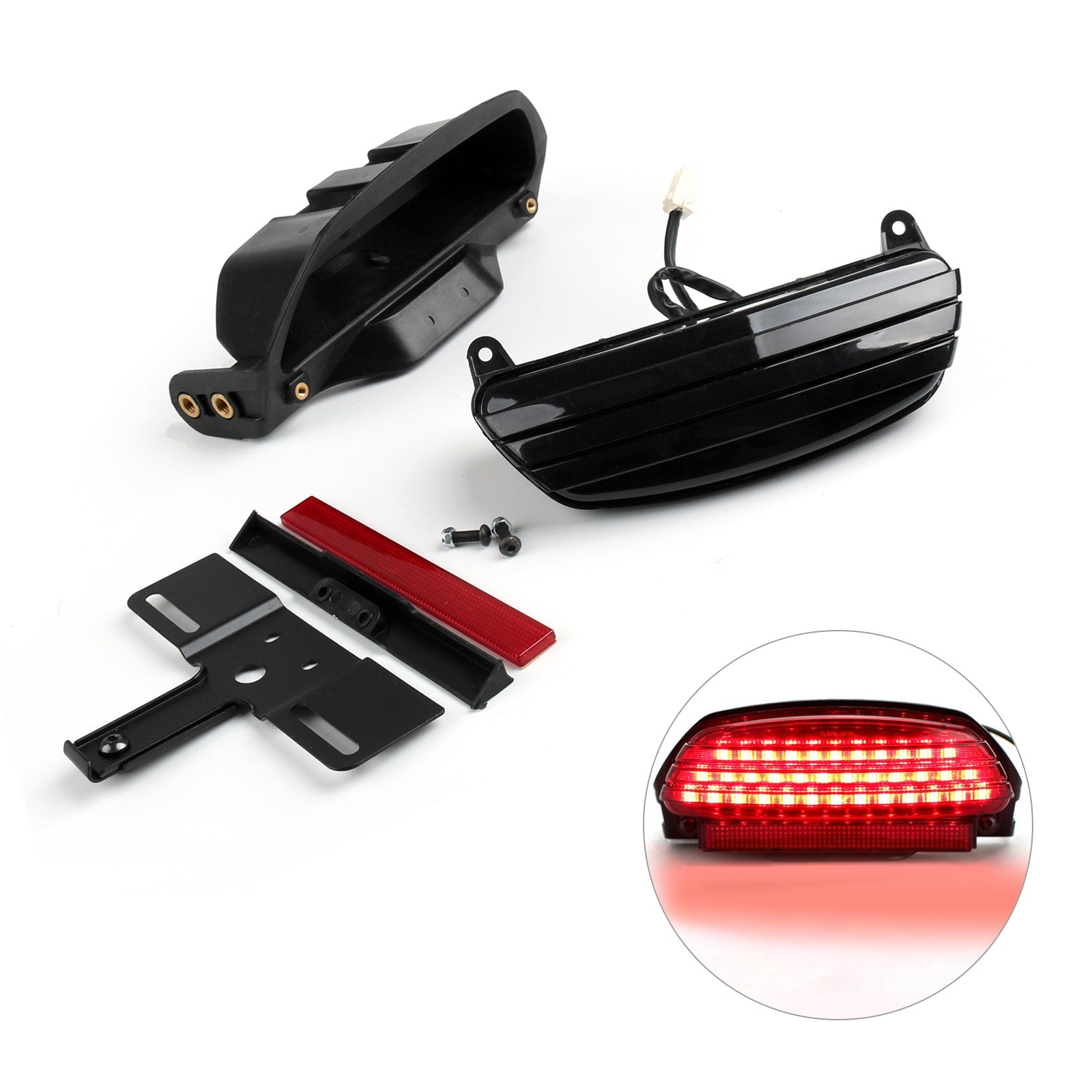 Tri-Bar Fender LED Tail Light + Bracket For Harley Softail FXST FXSTB FXSTC Generic