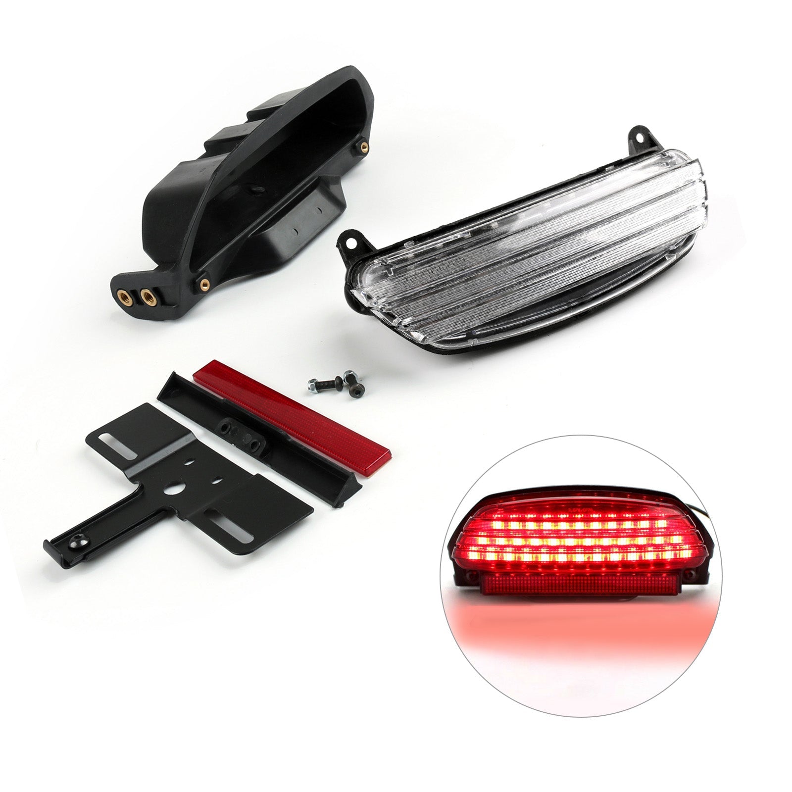 Tri-Bar Fender LED Tail Light + Bracket For Harley Softail FXST FXSTB FXSTC Generic