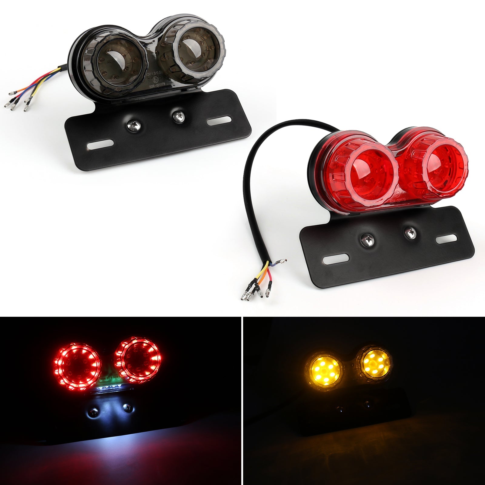 Motorcycle Led Rear Tail Light Brake Indicator Light Number Plate 12V, 2 Color