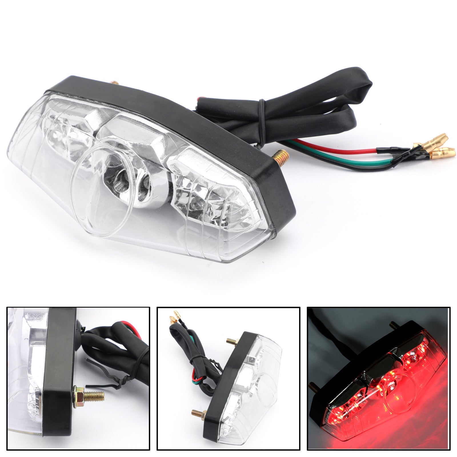 ABS Motorcycle LED Red 12V Brake Stop Running Rear Tail Light Lamp Universal