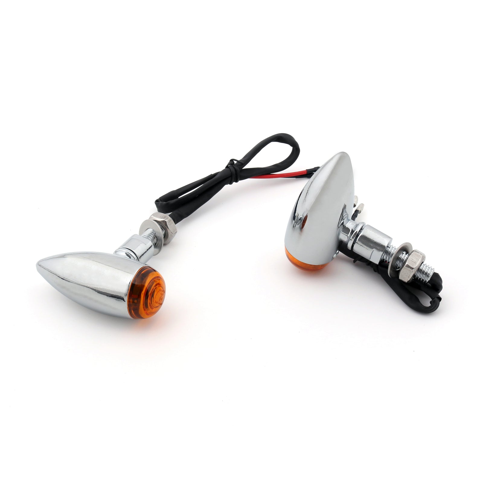 2x Bullet Clignotants Indicateurs Cruiser Chopper Harley Softail Dyna Sportster V-Rod, Support Universel 10mm, Chrome Ambre Générique