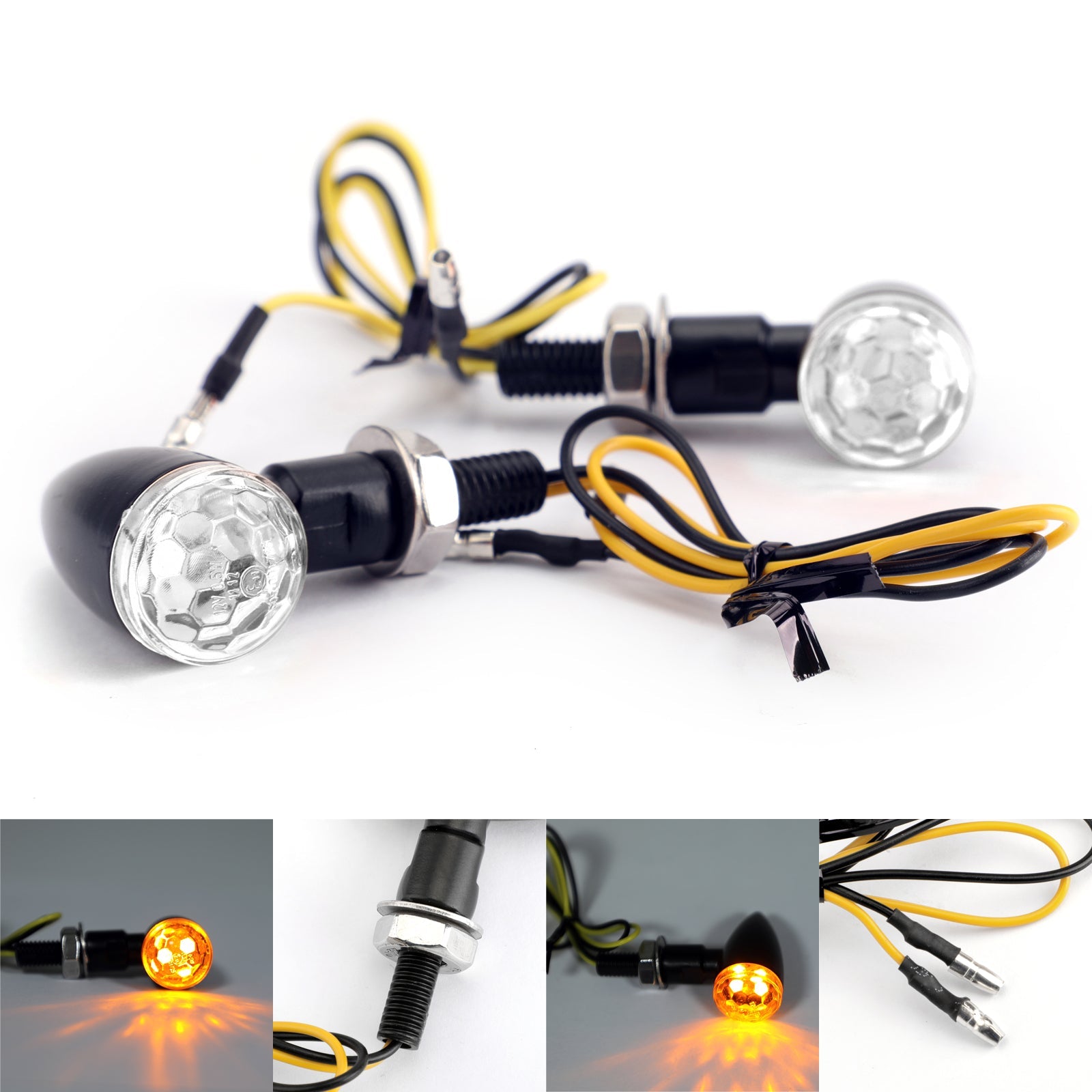 2x Universal Metal LED Mini Bullet Spherical Lens Turn Signal Indicators Light Generic