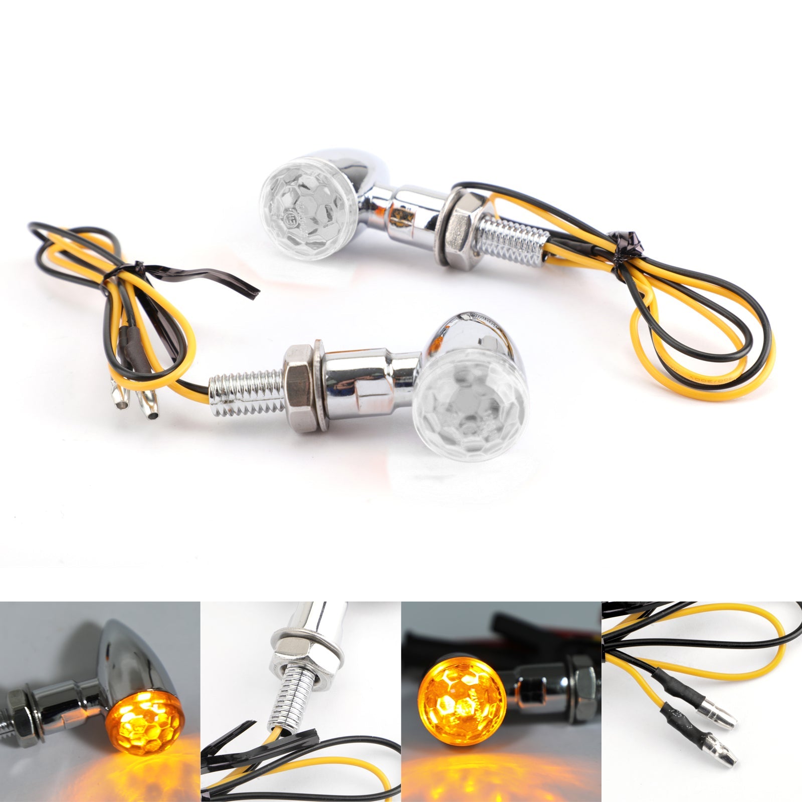 2x universel métal LED Mini balle lentille sphérique clignotants indicateurs lumière générique