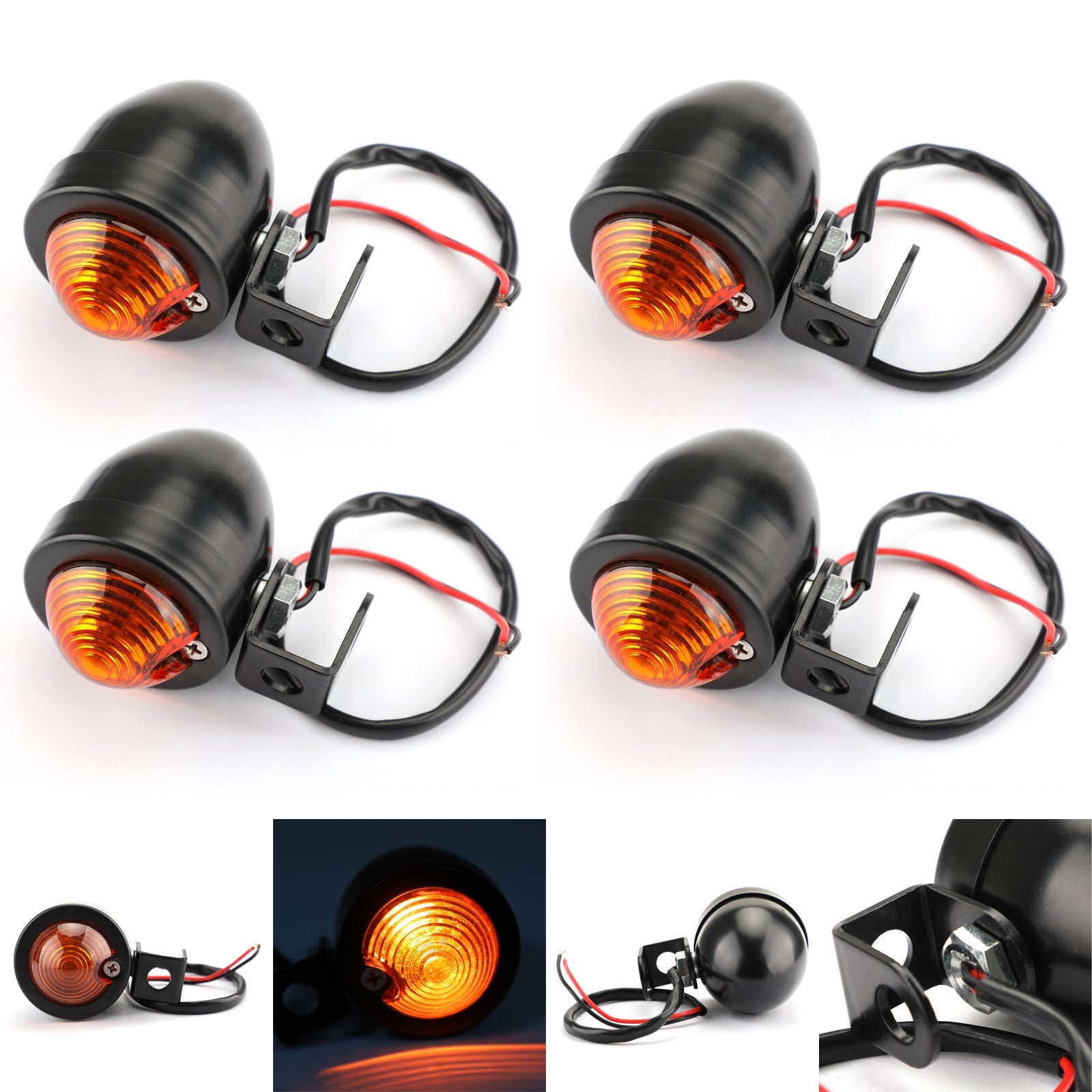 Universal Black Mini Turn Signal Light Vintage Motorcycle Bullet Bulb Generic